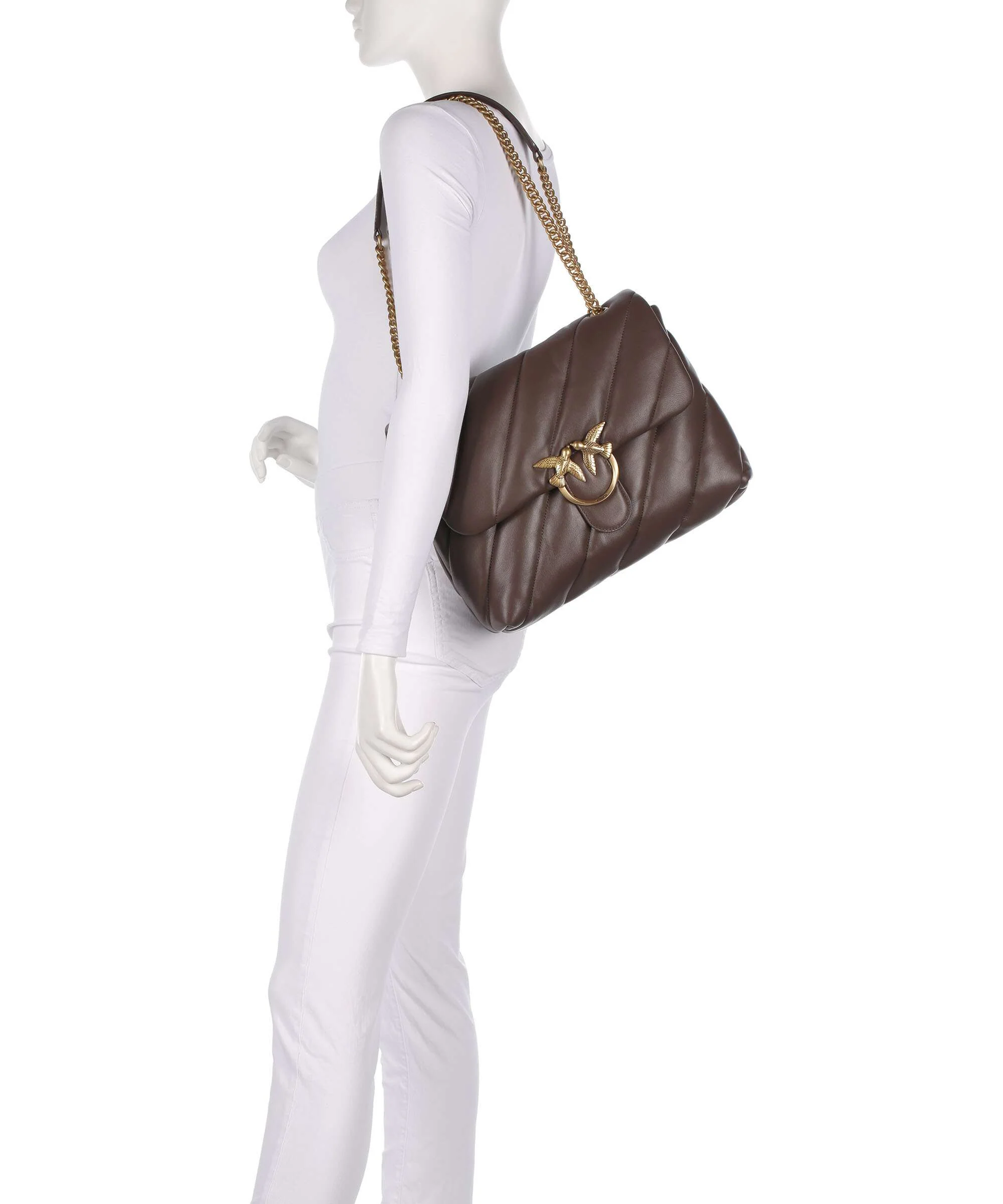 Pinko Love Puff Big Schoudertas marrone castano/antique gold - Image 3