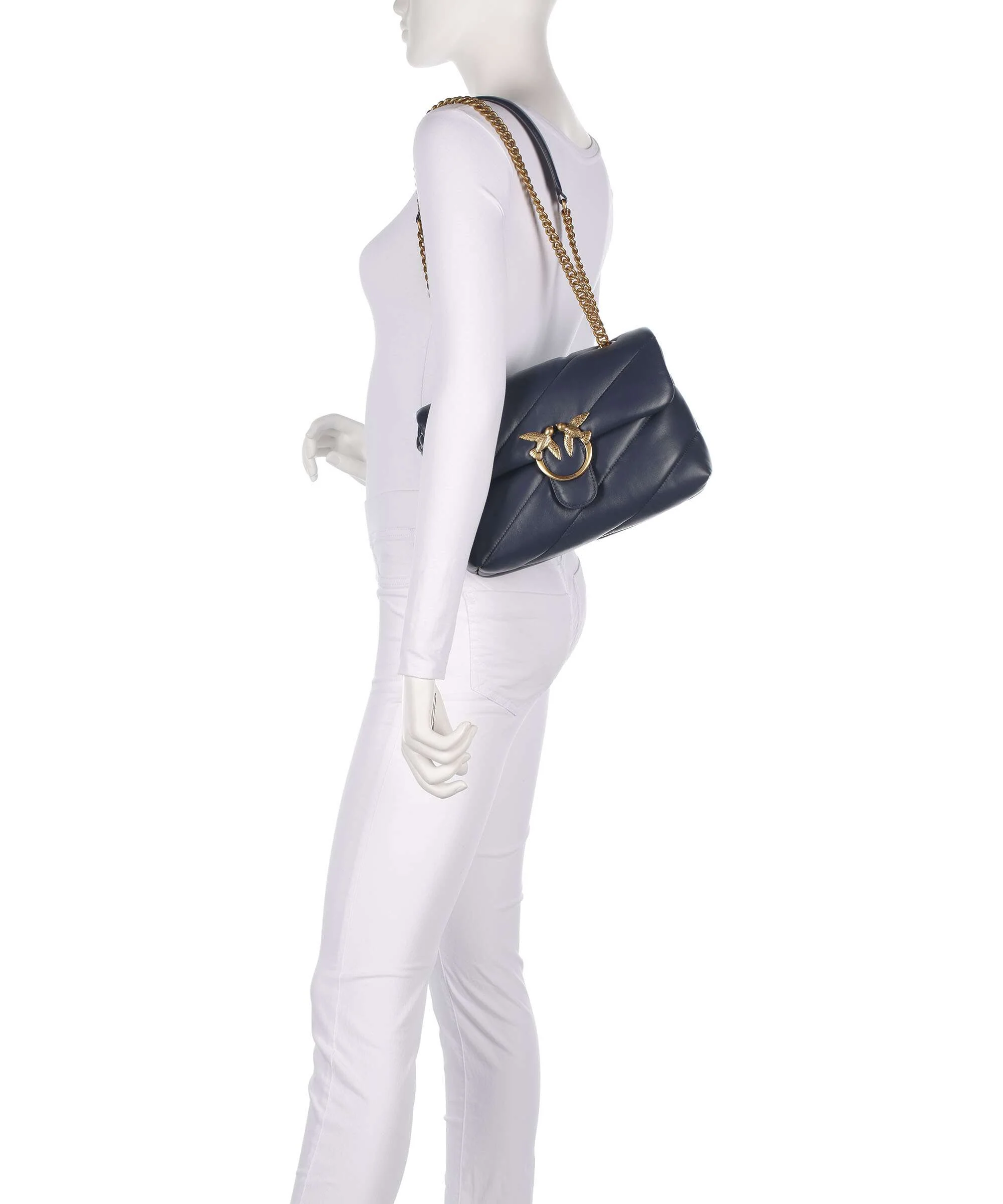 Pinko Love Puff Classic Schoudertas blu indaco ombroso/antique gold - Image 4