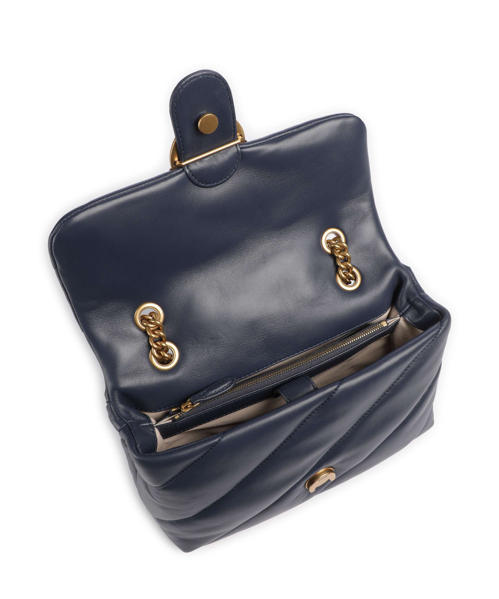Pinko Love Puff Classic Schoudertas blu indaco ombroso/antique gold - Image 7
