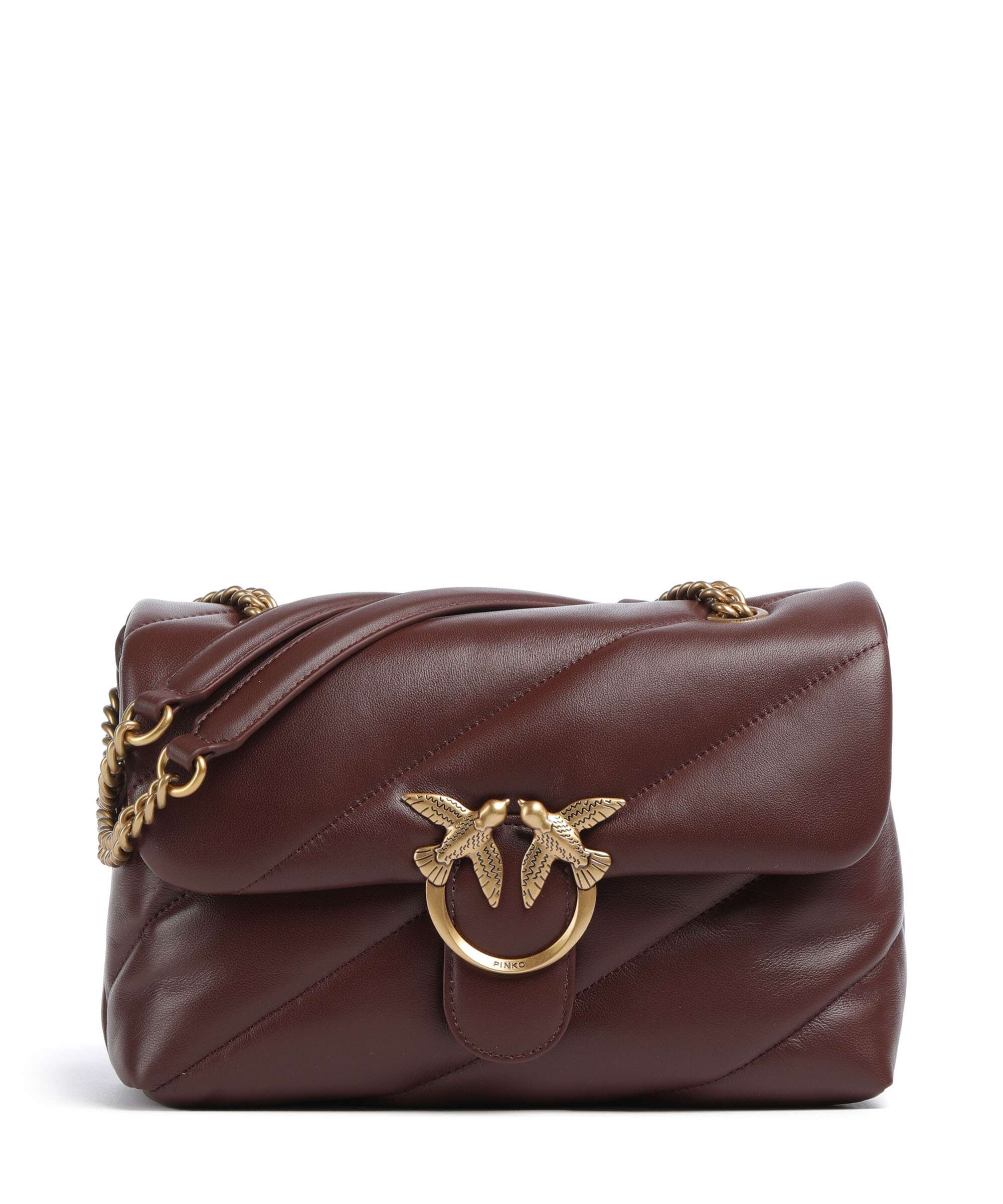 Pinko Love Puff Classic Schoudertas rosso vino/antique gold