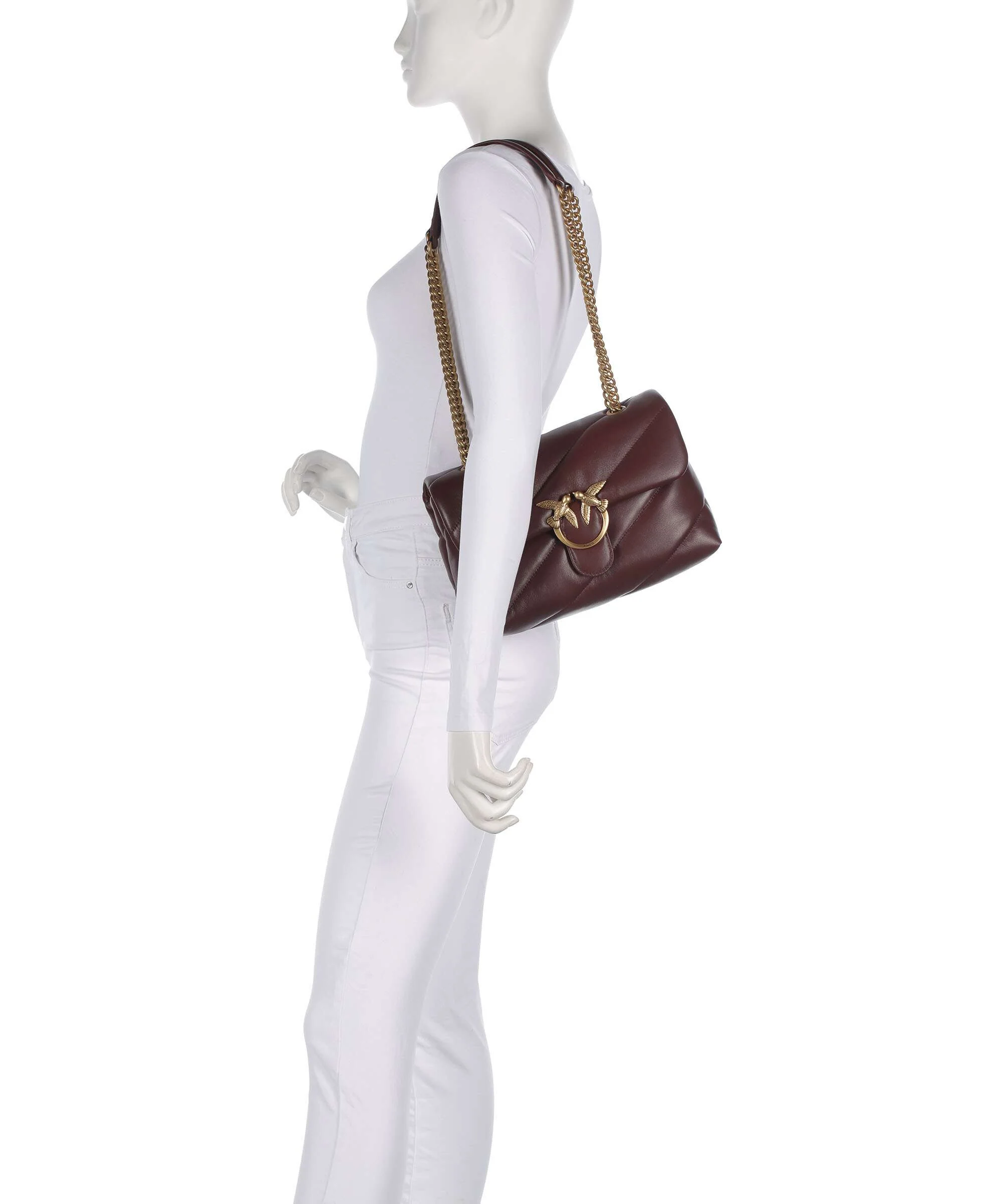 Pinko Love Puff Classic Schoudertas rosso vino/antique gold - Image 3