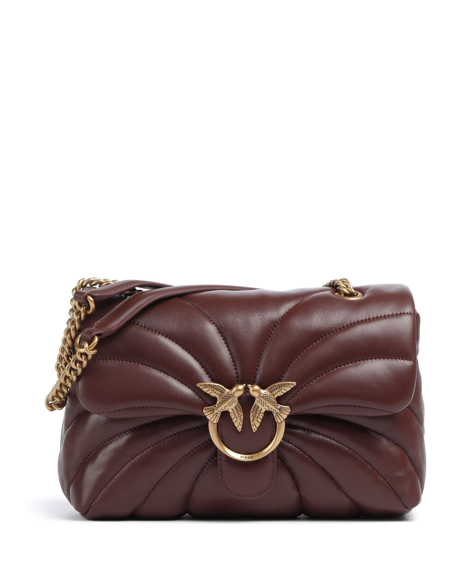 Pinko Love Puff Classic Schoudertas burgundy wine/antique gold