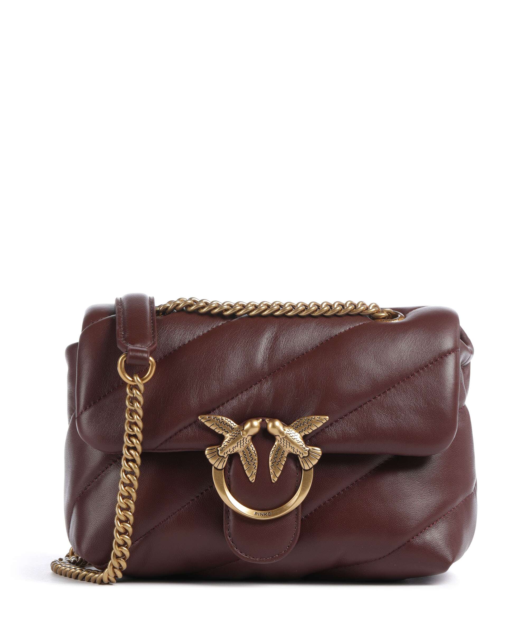 Pinko Love Puff Mini Schoudertas burgundy wine/antique gold