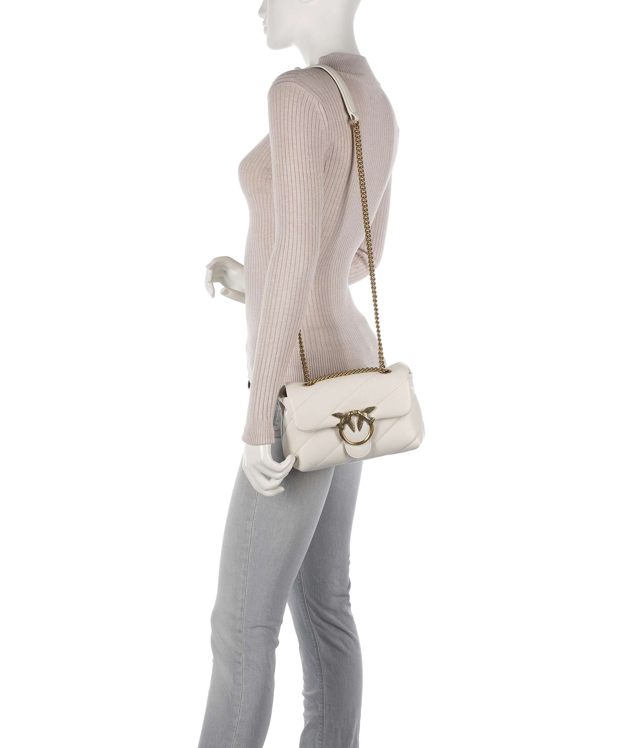 Pinko Love Puff Mini Schoudertas bianco seta/antique gold - Image 3