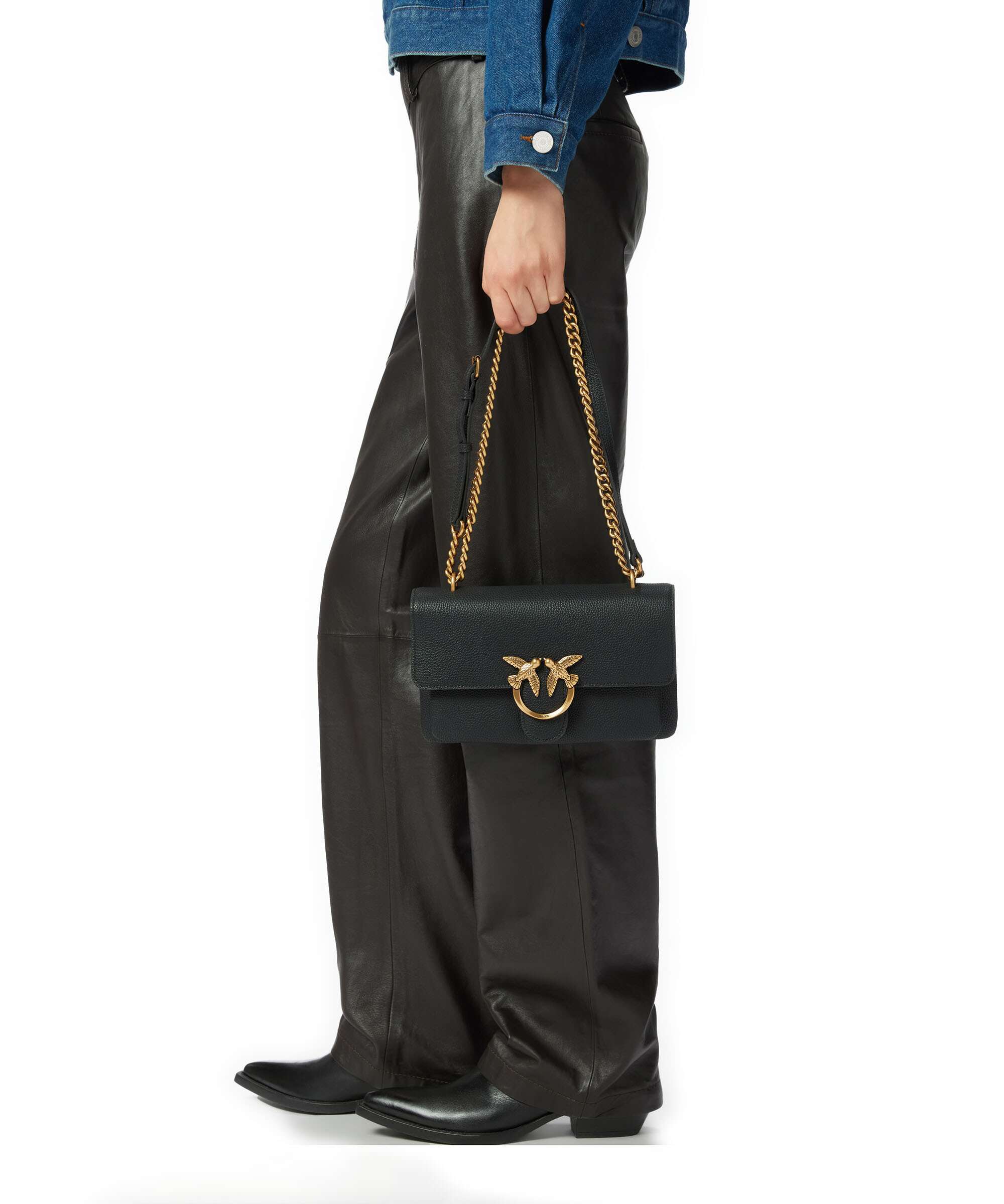 Pinko Love Soft Mini Schoudertas nero/antique gold - Image 4