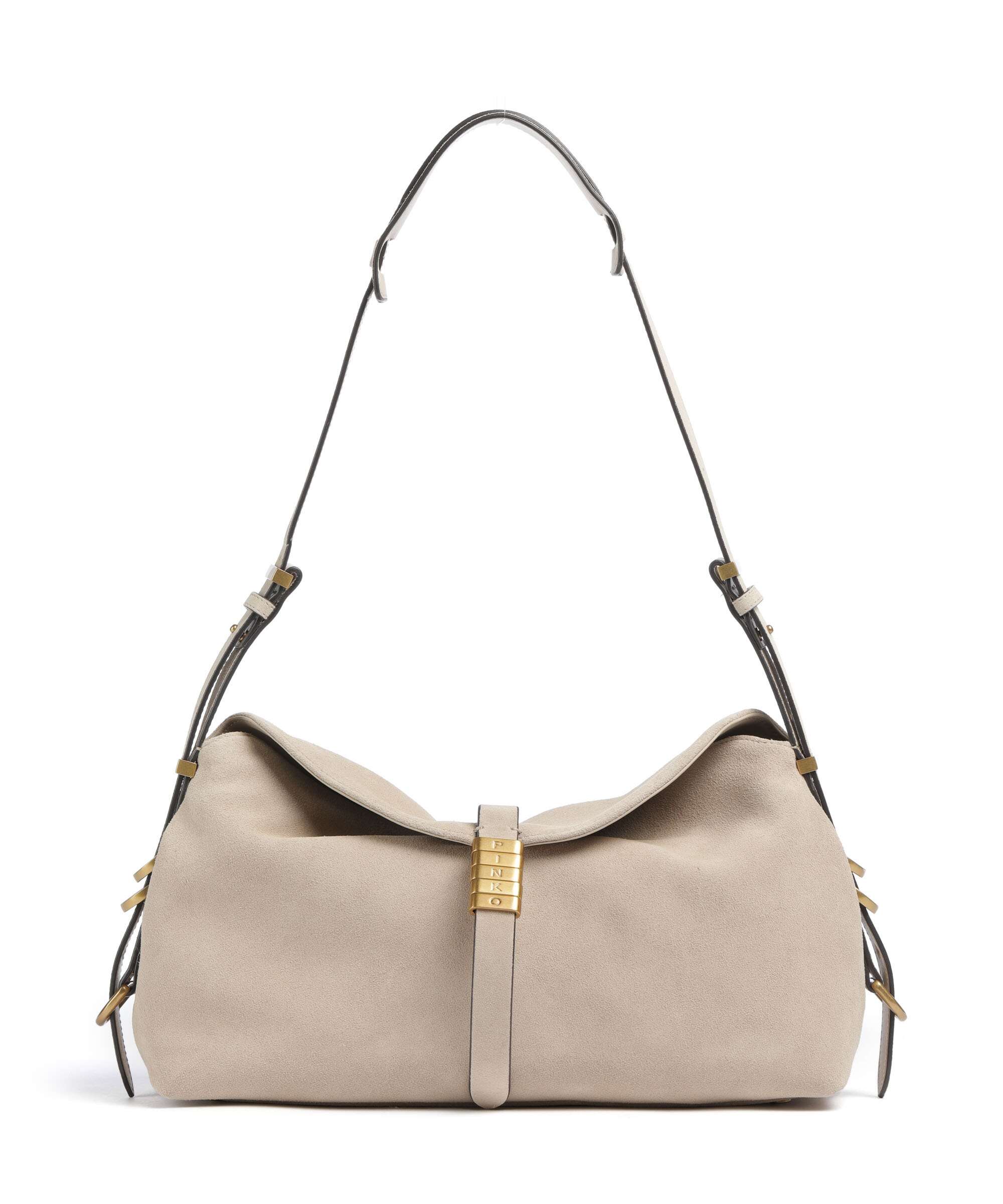 Pinko Saddle Classic Hobo tas beige/grigio fumo/antique gold