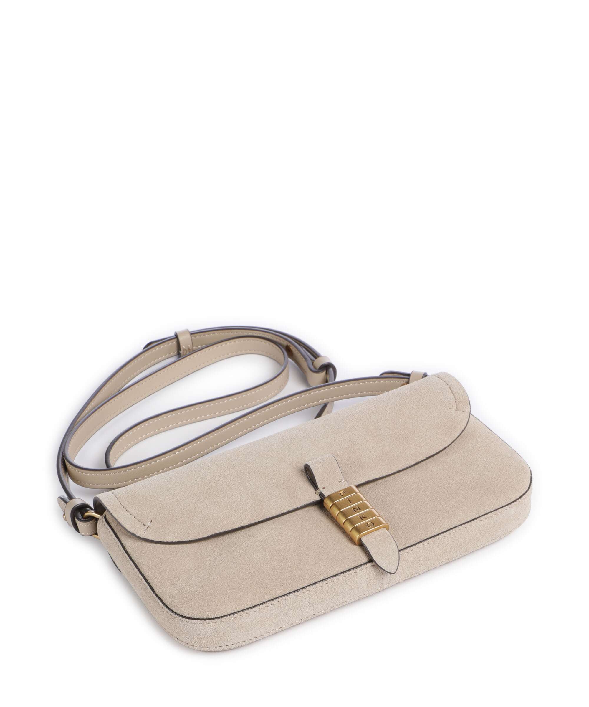 Pinko Saddle Flat Crossbody tas beige/grigio fumo/antique gold - Image 5
