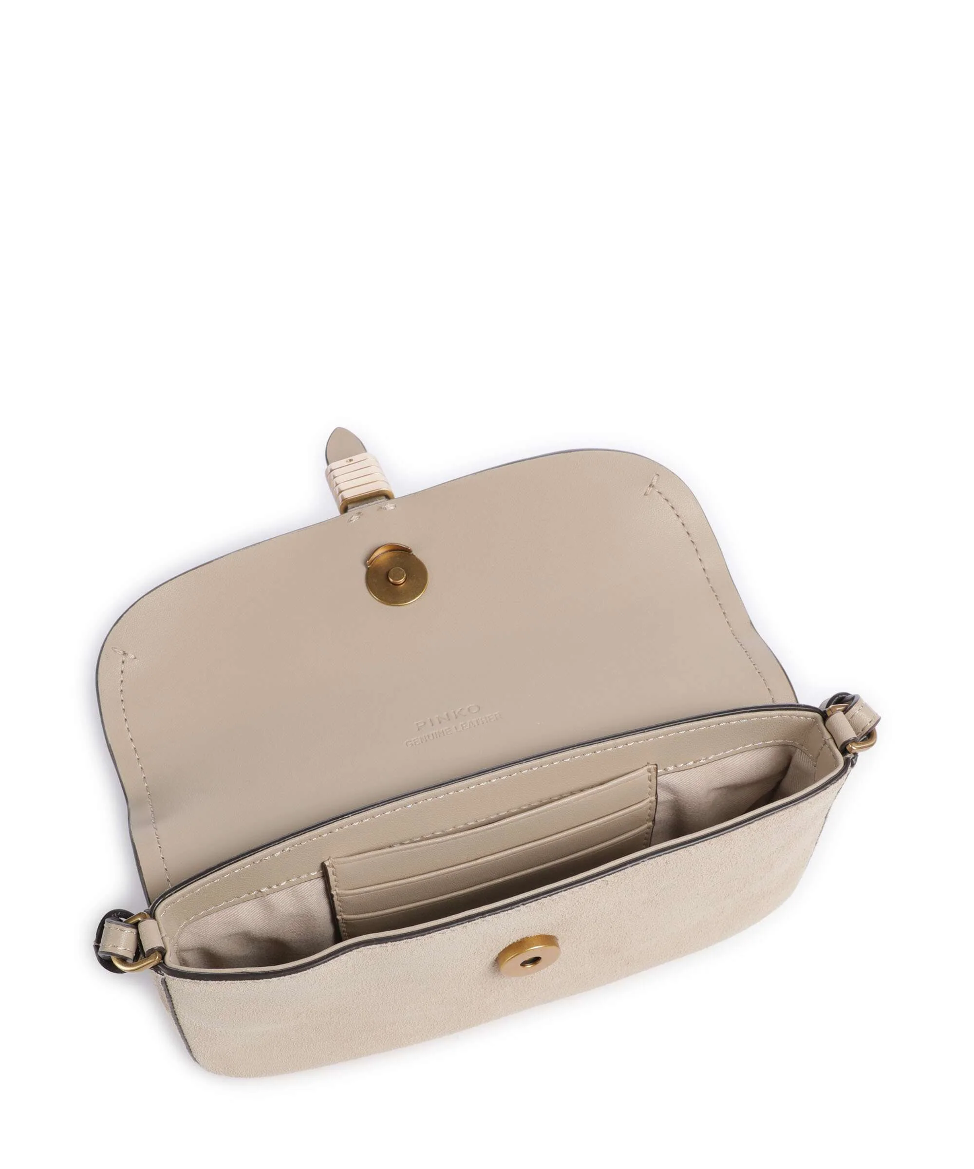 Pinko Saddle Flat Crossbody tas beige/grigio fumo/antique gold - Image 6