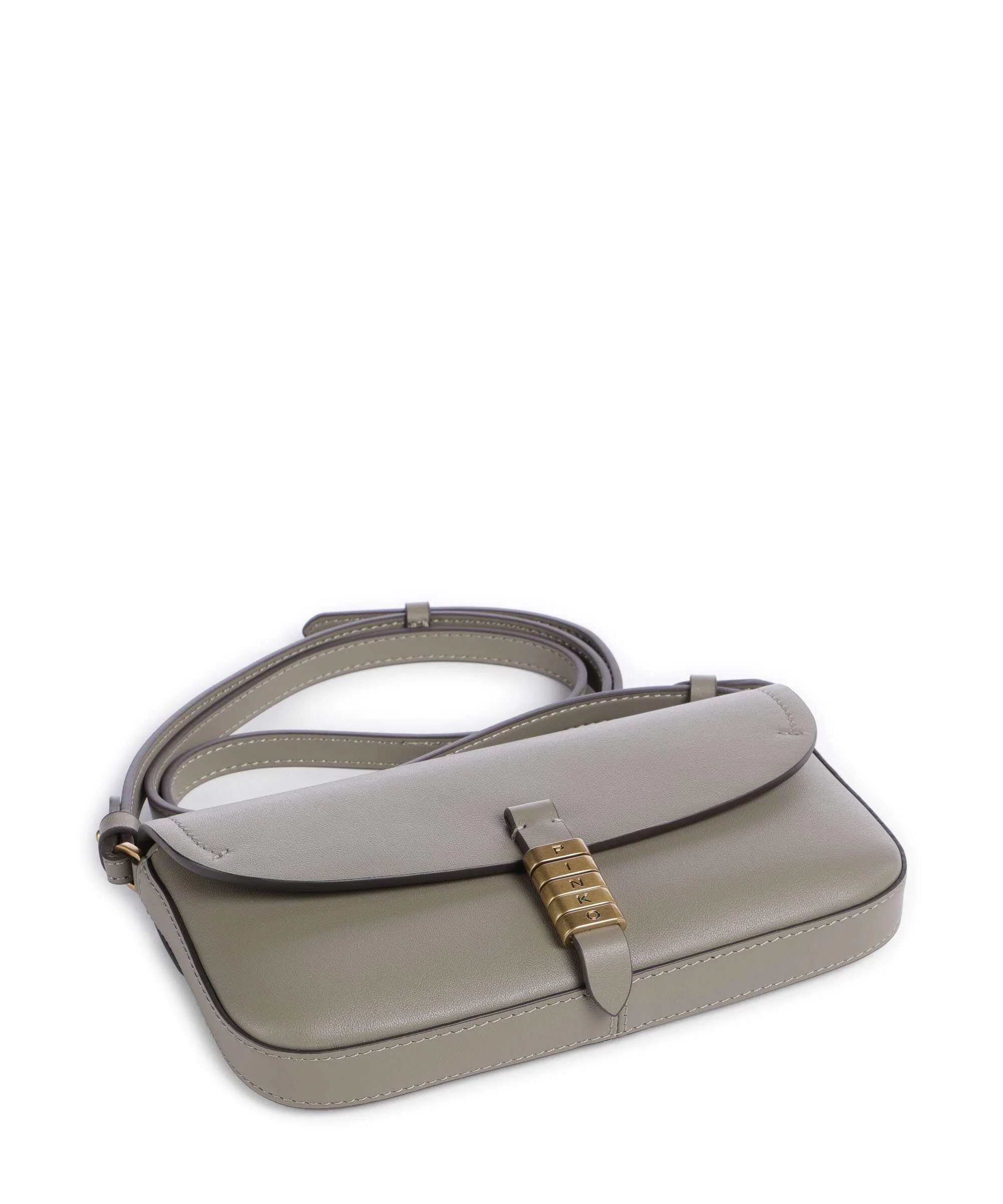 Pinko Saddle Flat Crossbody tas noce/antique gold - Image 5