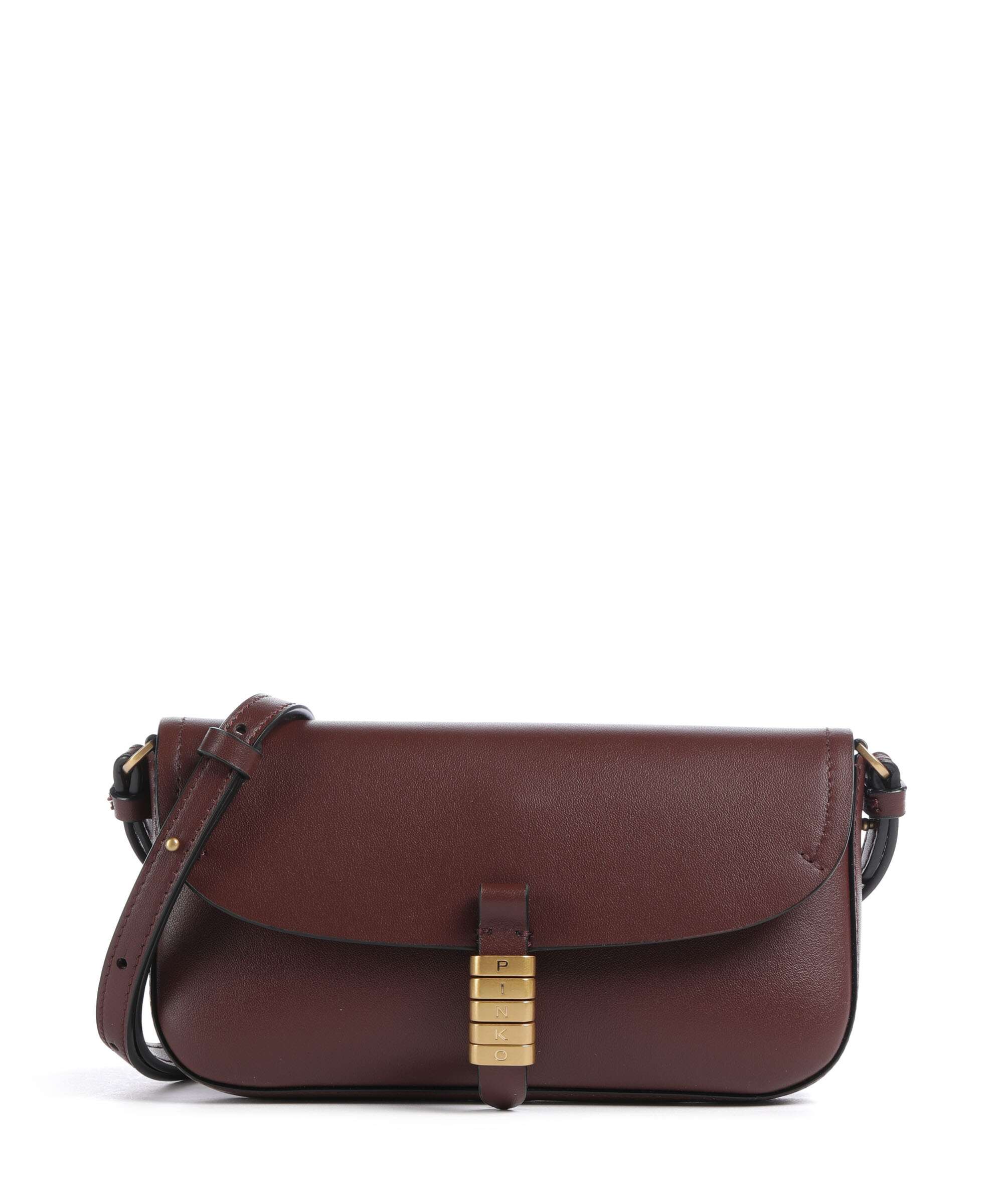 Pinko Saddle Flat Crossbody tas rosso vino/antique gold