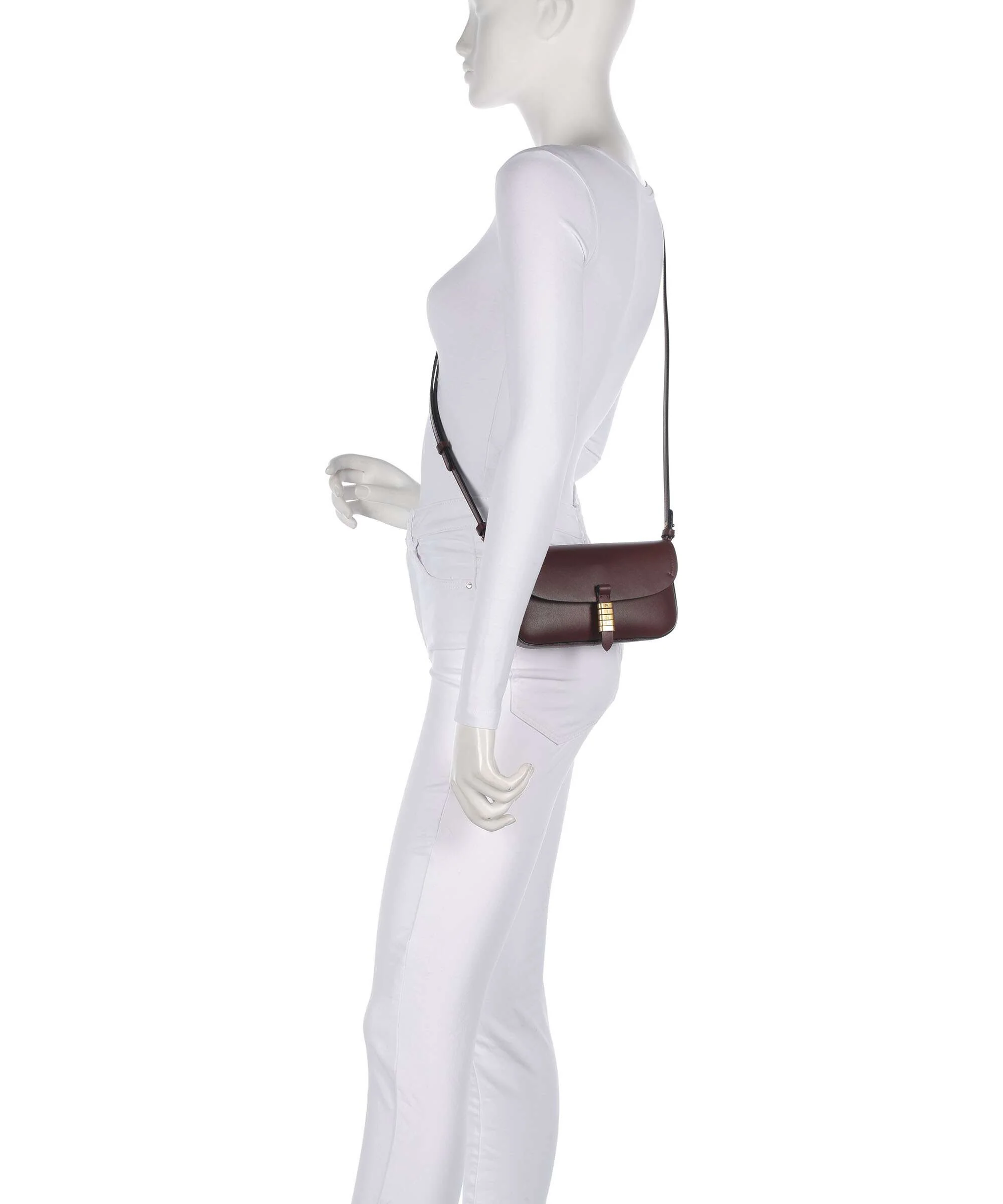 Pinko Saddle Flat Crossbody tas rosso vino/antique gold - Image 3
