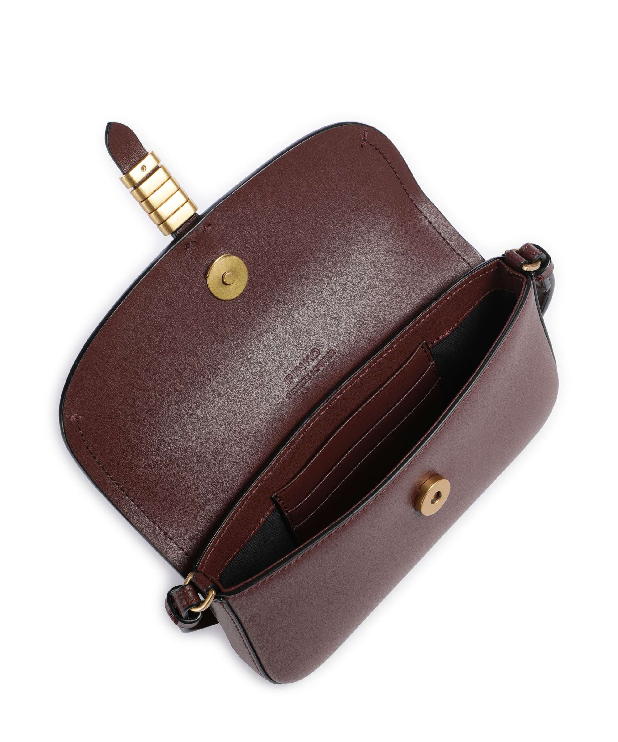 Pinko Saddle Flat Crossbody tas rosso vino/antique gold - Image 5