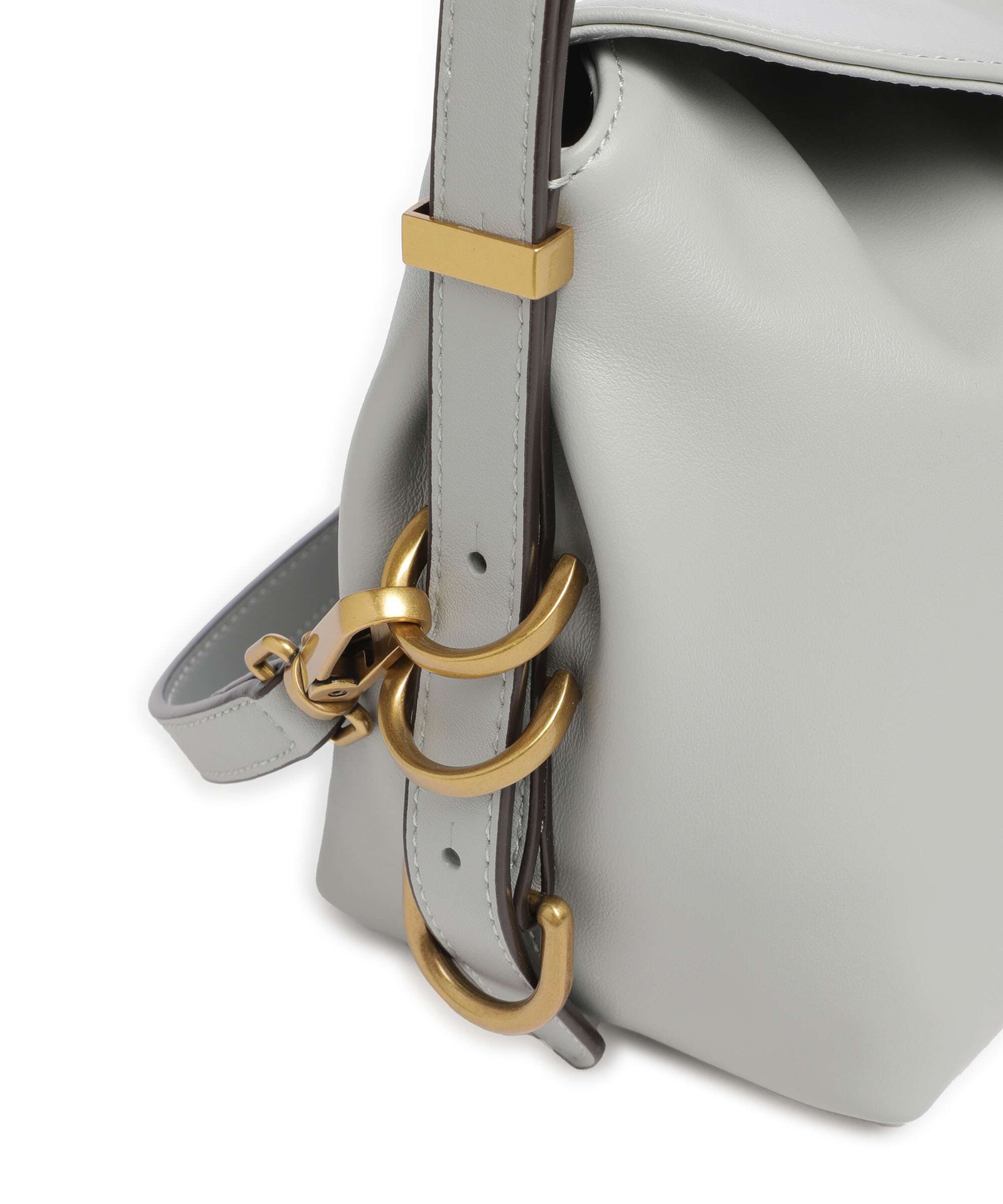 Pinko Saddle Horizontal Mini Schoudertas grigio perla/antique gold - Image 4