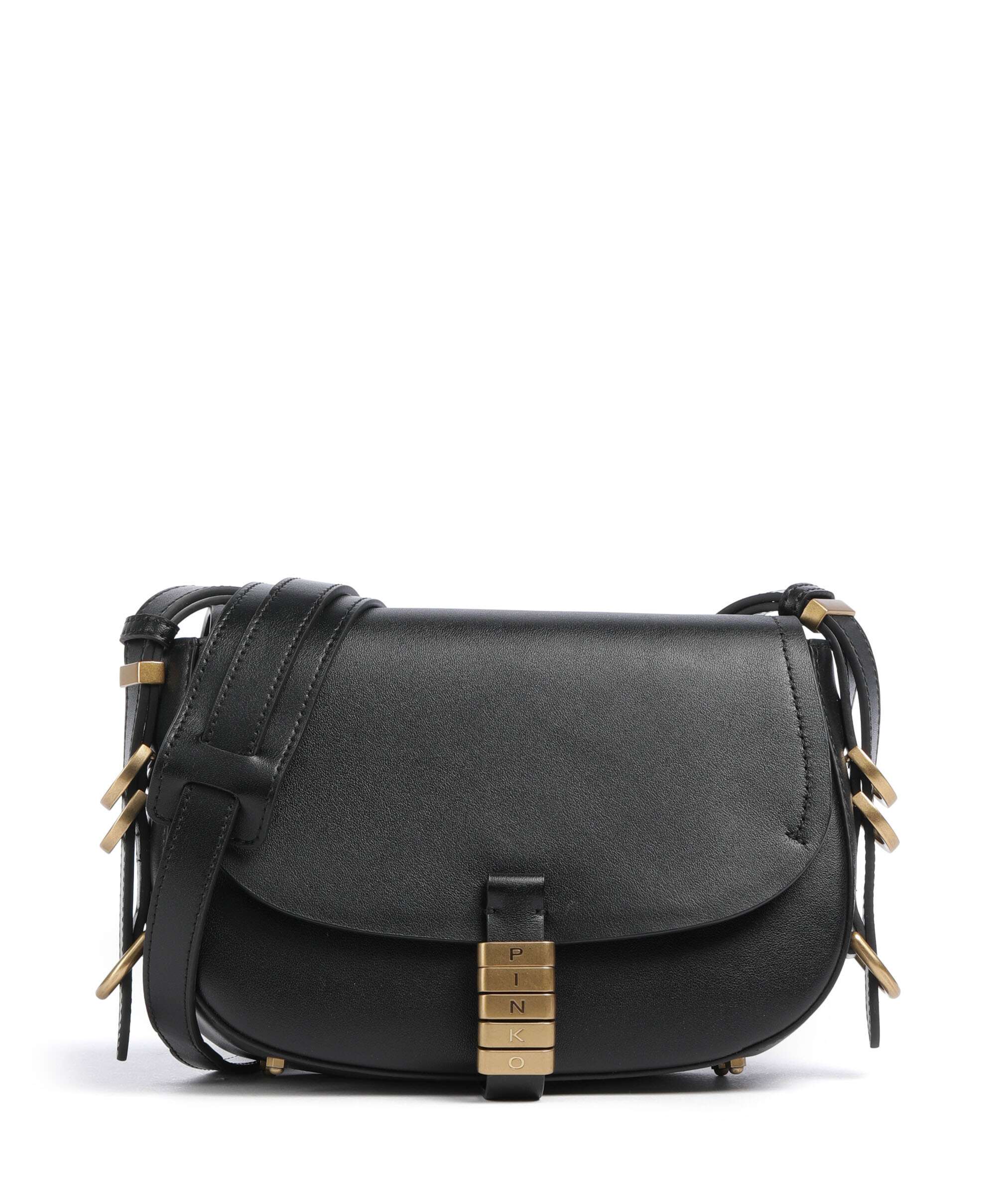 Pinko Saddle Mini Crossbody tas nero/antique gold