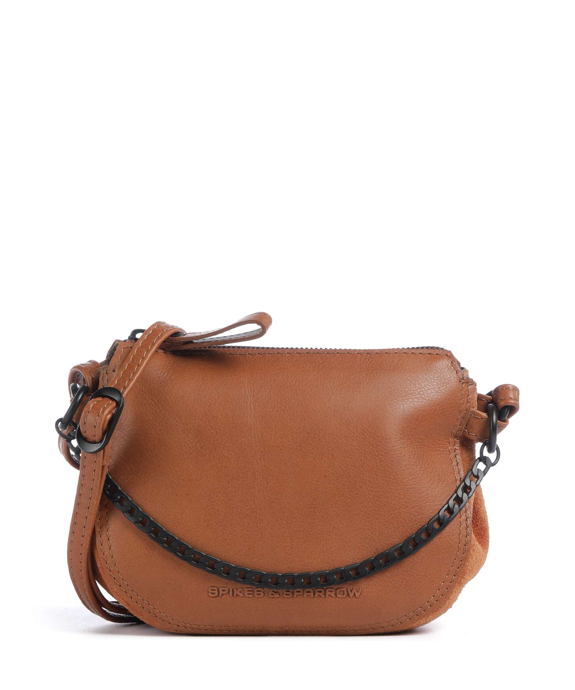 Spikes & Sparrow Suede Mix Delaine Crossbody tas brandy