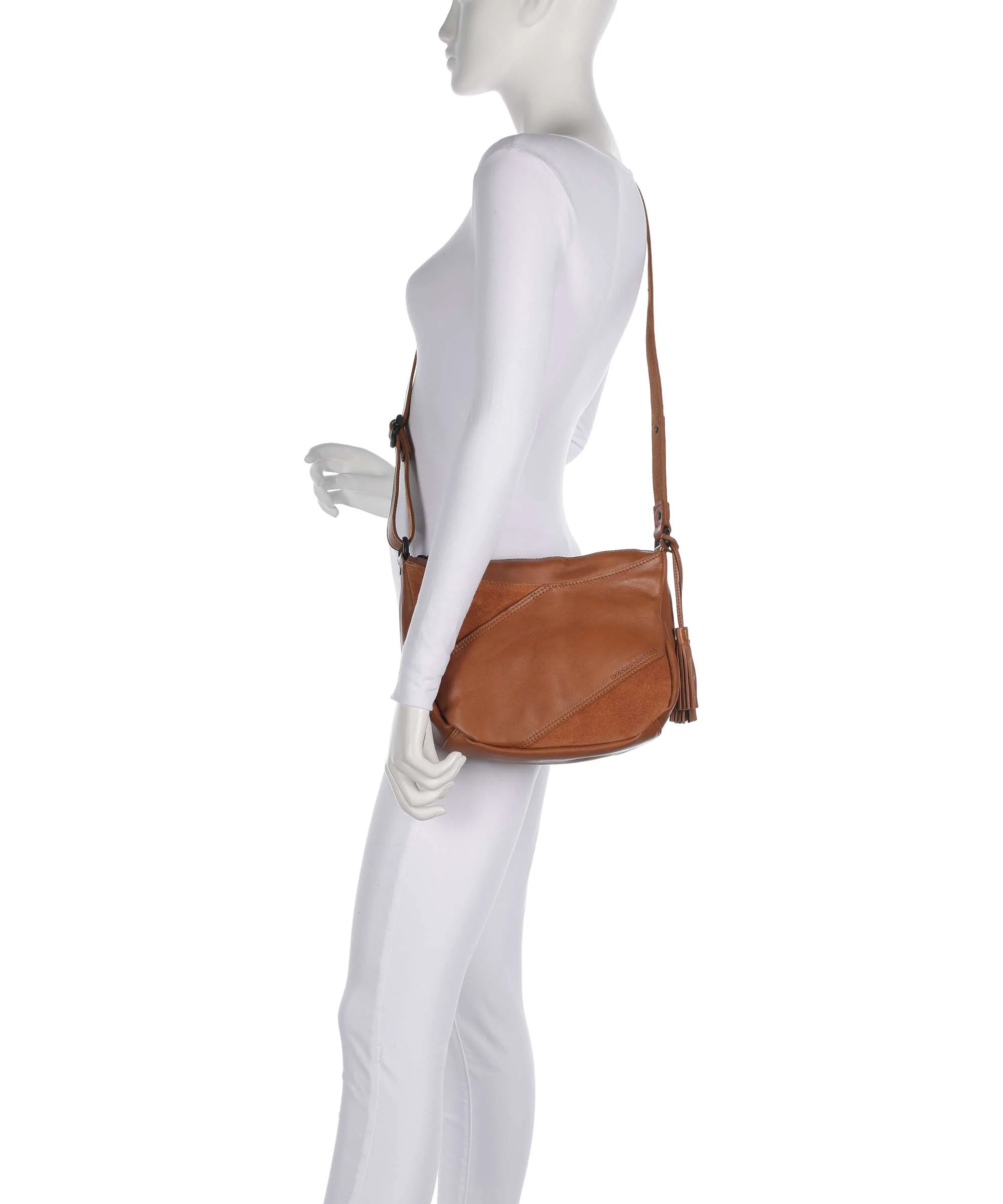 Spikes & Sparrow Suede Mix Lorain Crossbody tas brandy - Image 3