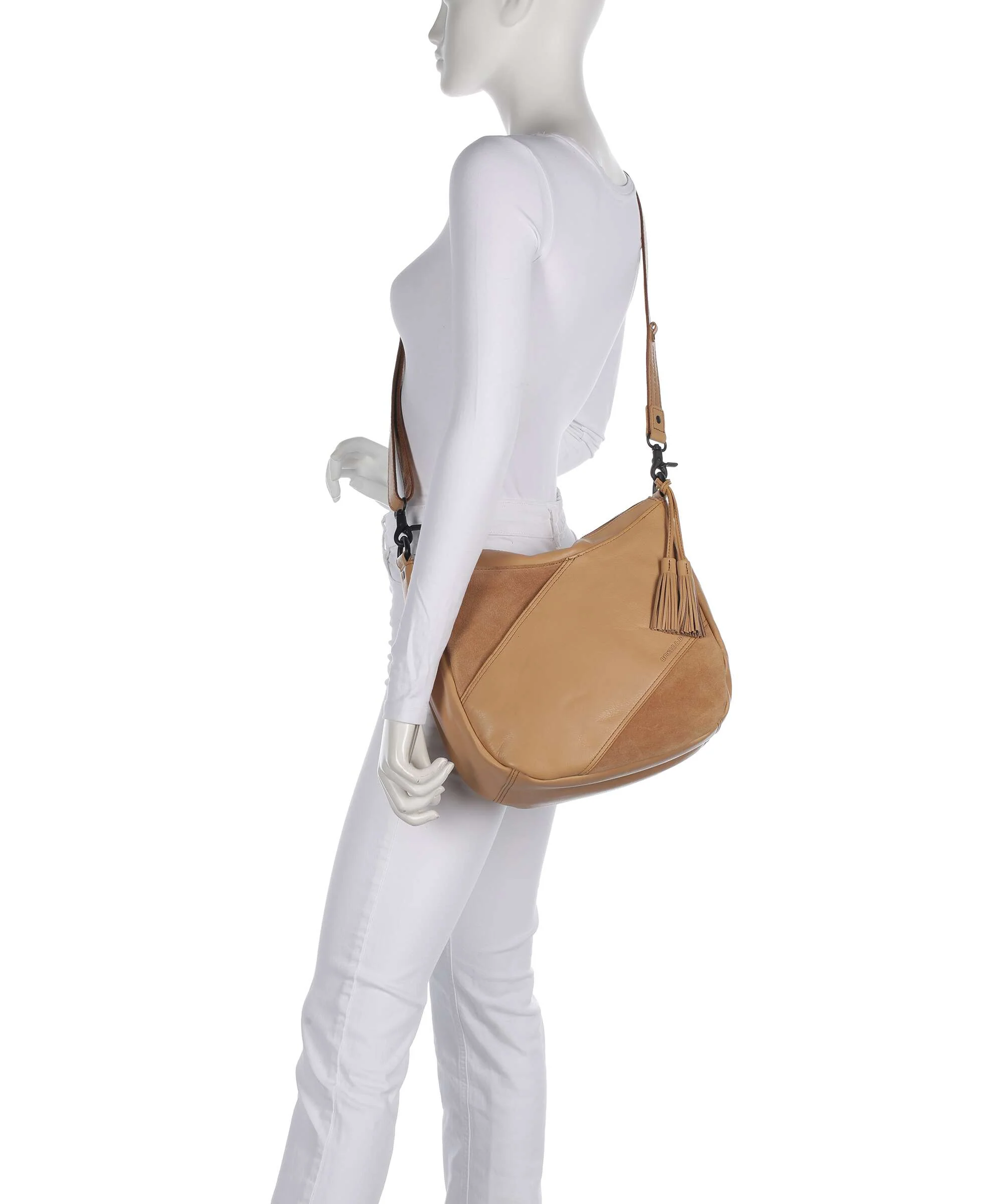 Spikes & Sparrow Suede Mix Natalia Hobo tas camel - Image 4