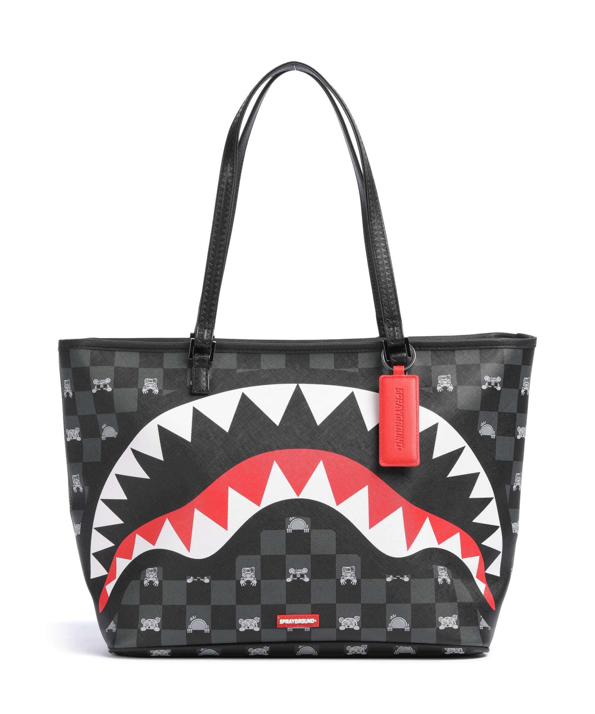 Sprayground Gray Peeking Character Check Boodschappentas black