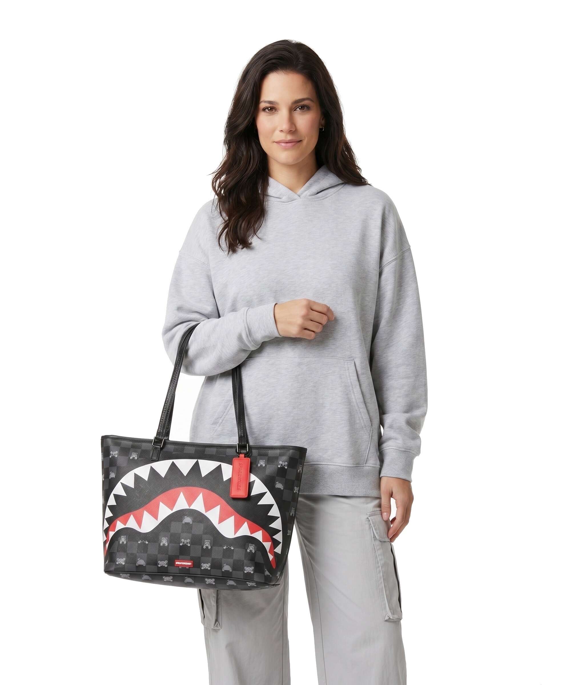 Sprayground Gray Peeking Character Check Boodschappentas black - Image 3