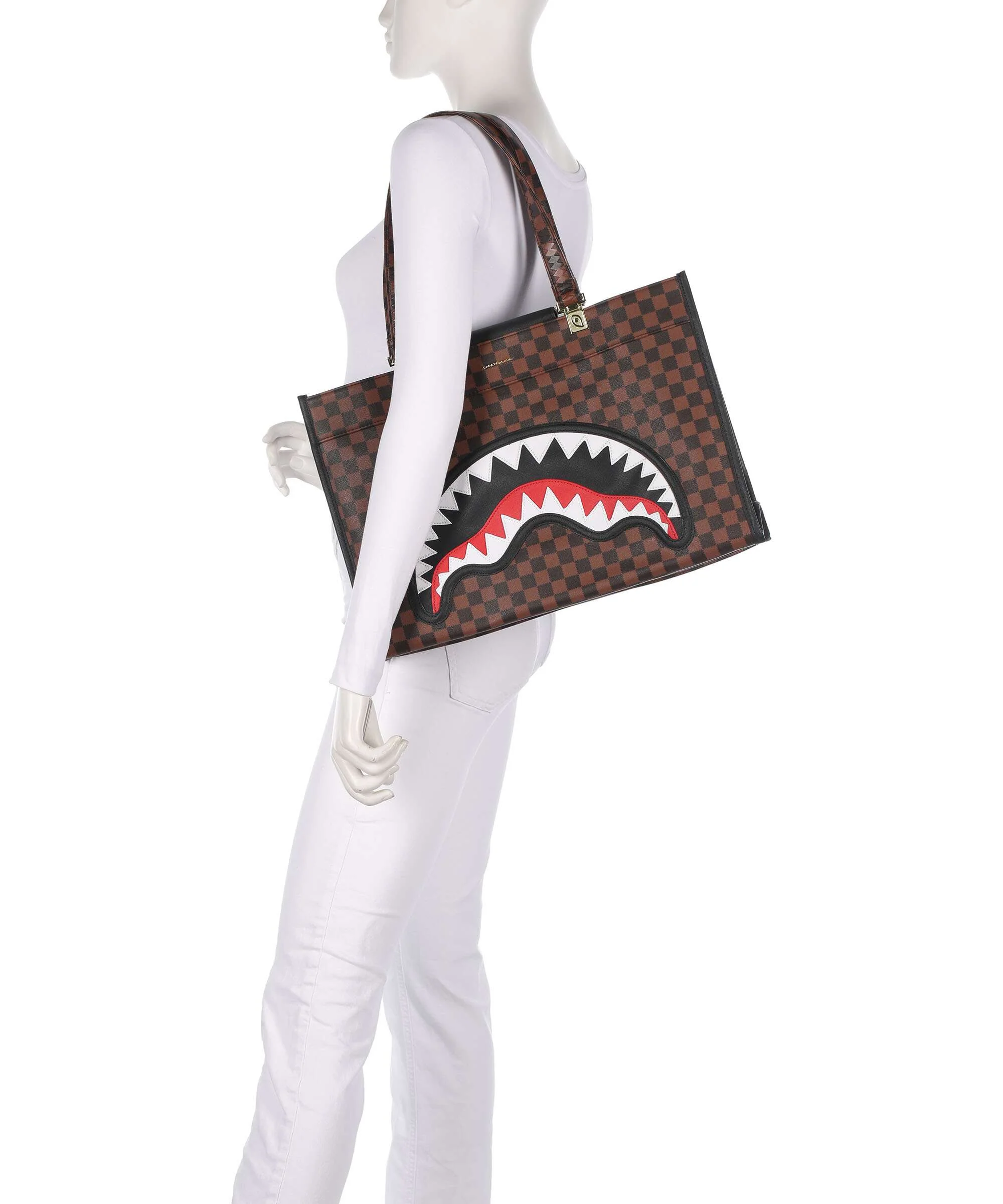 Sprayground Sawtooth Sharks in Paris Boodschappentas brown - Image 3