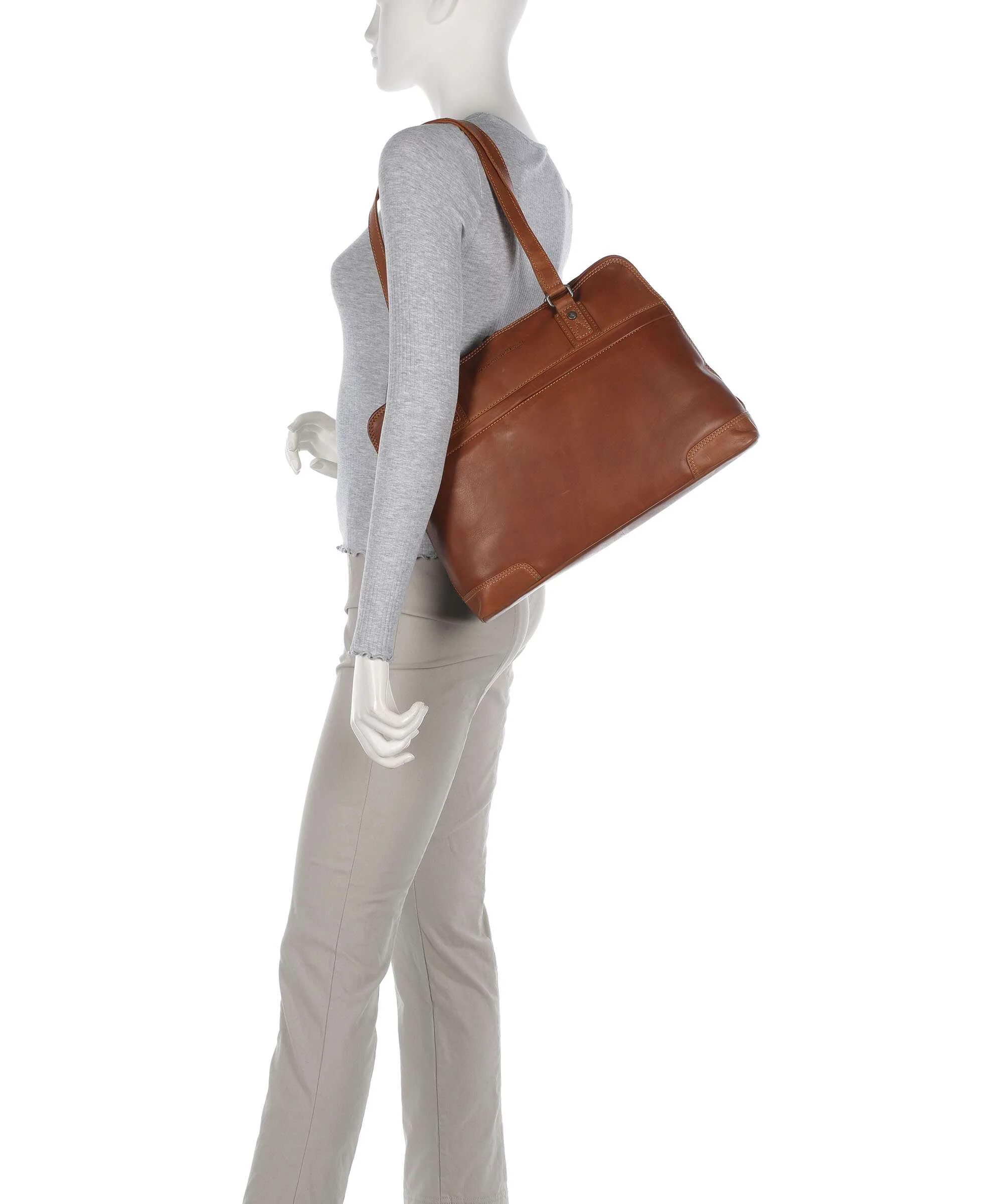 The Chesterfield Brand Cow Wax Pull Up Branson Schoudertas cognac - Image 3