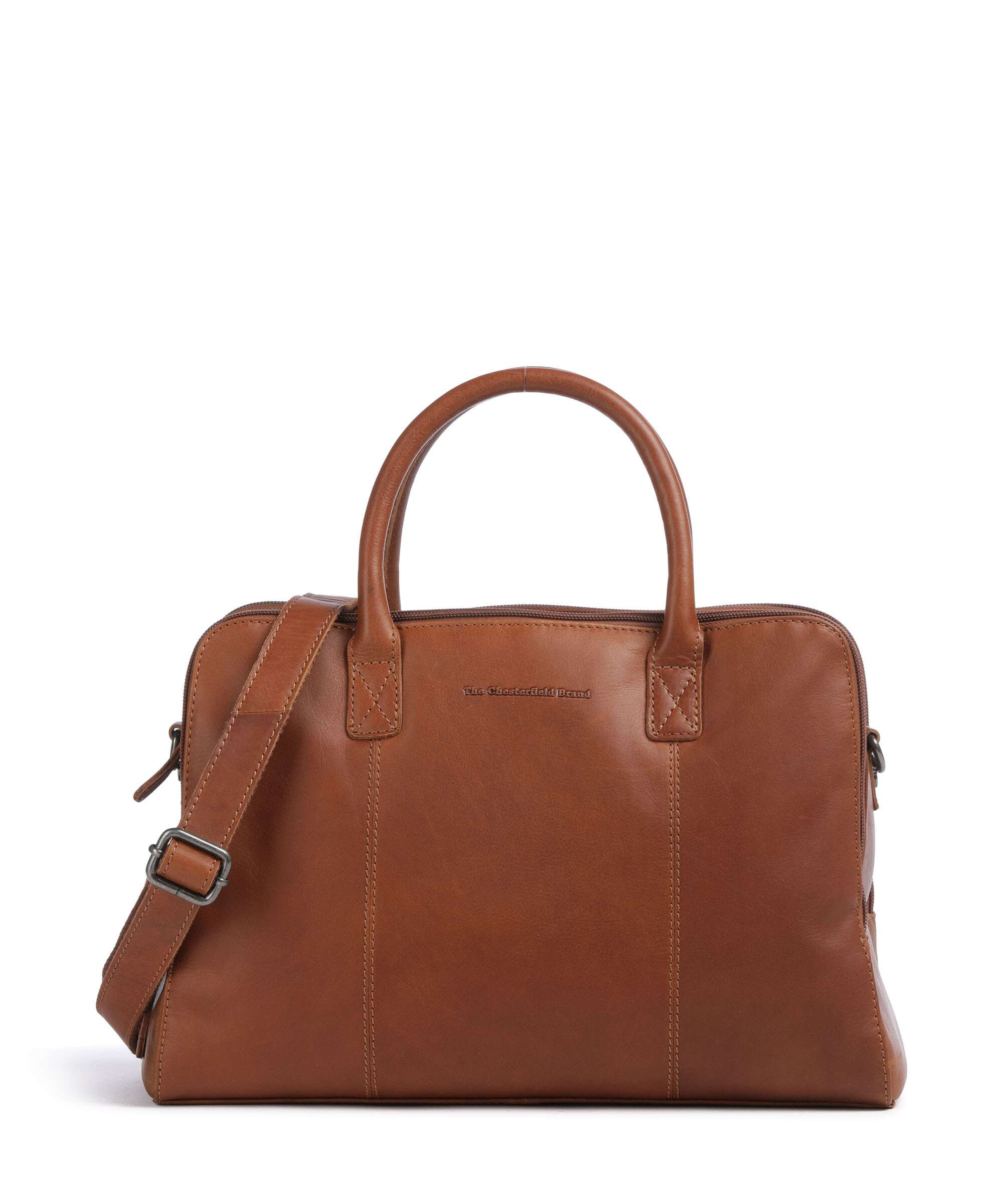 The Chesterfield Brand Cow Wax Pull Up Layton Handtas cognac