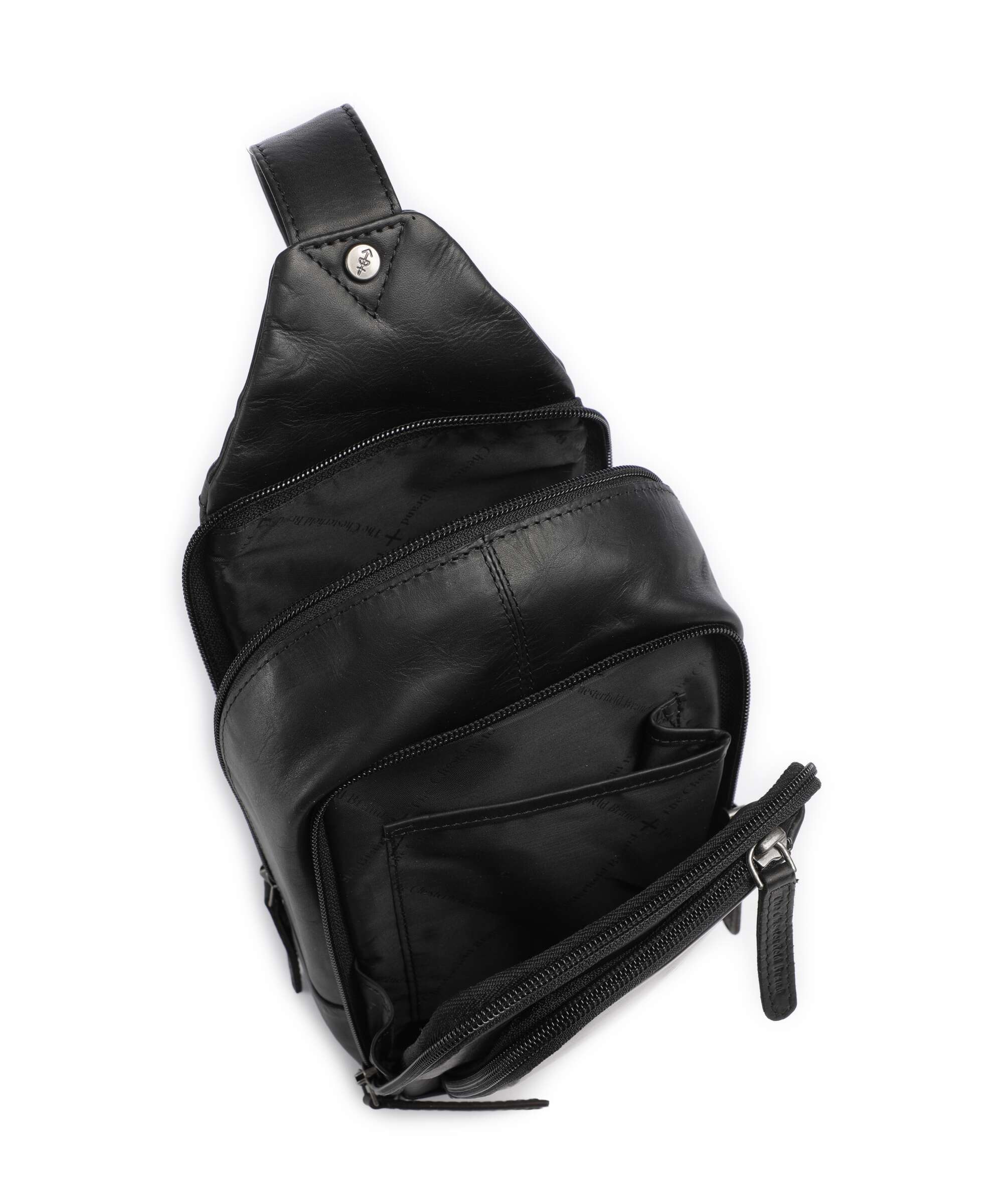 The Chesterfield Brand Cow Wax Pull Up Riga Sling rugzak black - Image 6