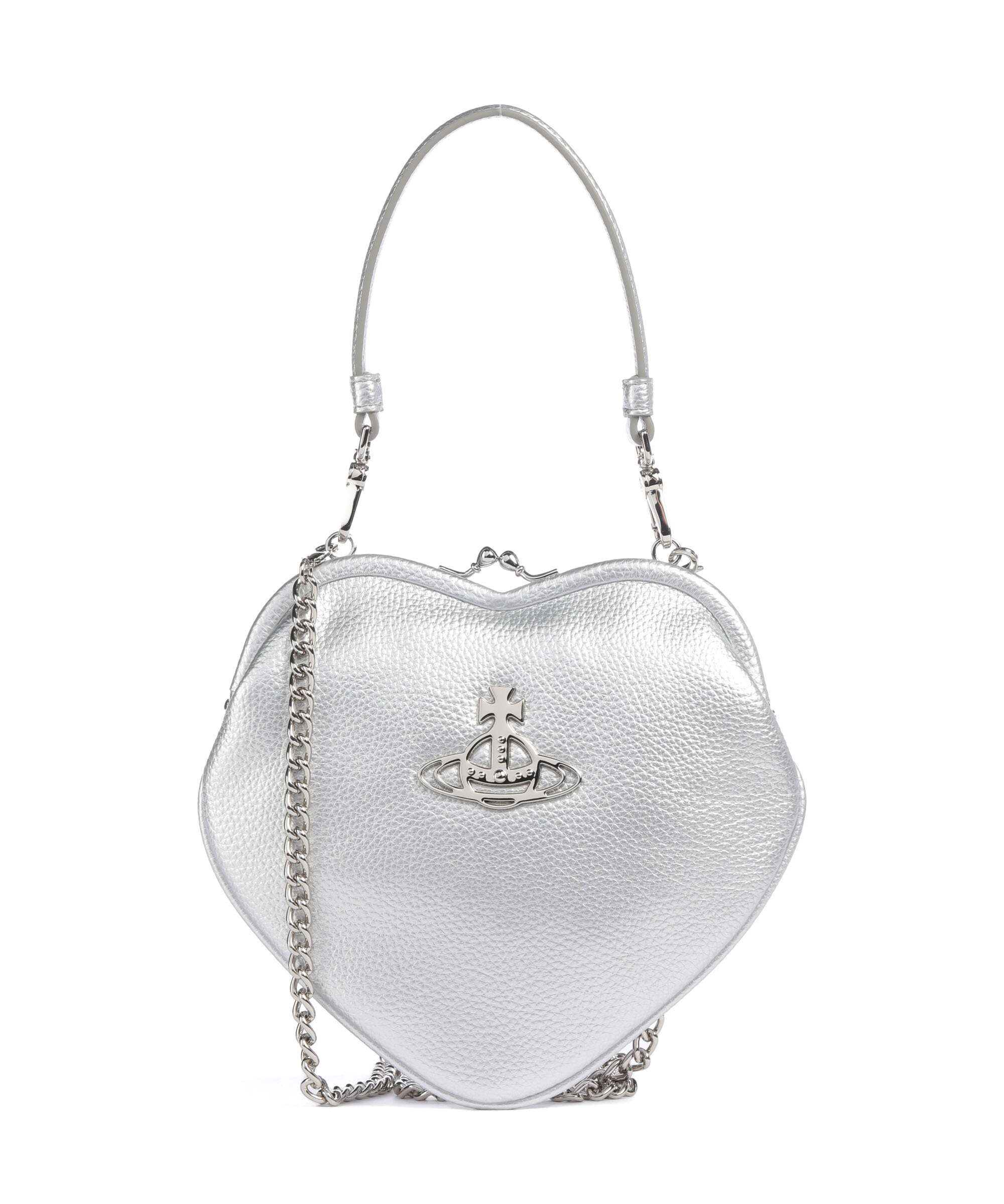 Vivienne Westwood Belle Heart Frame Re-Vegan Grain Schoudertas silver