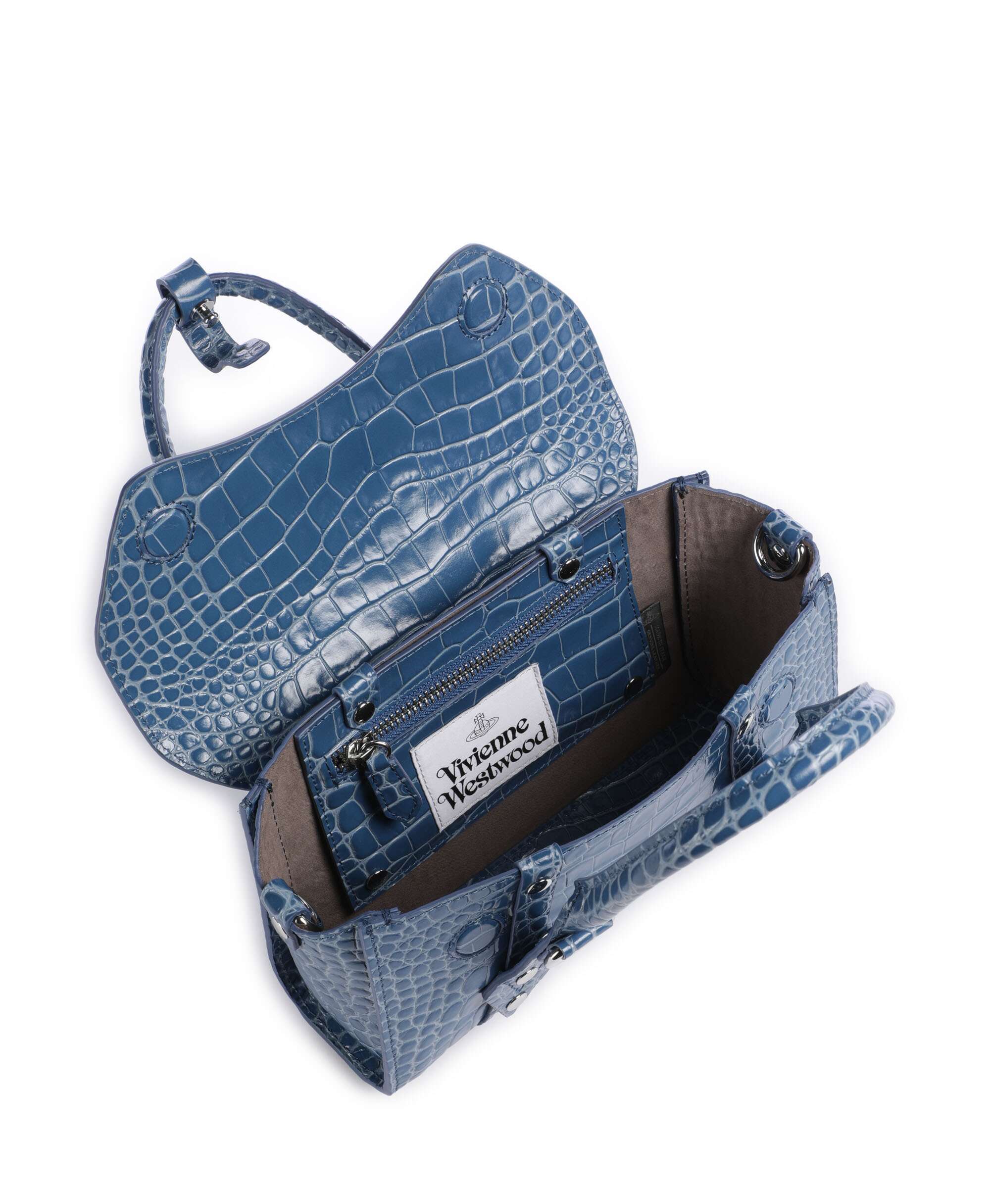 Vivienne Westwood Bettina Embossed Croc Mini Handtas blue - Image 6