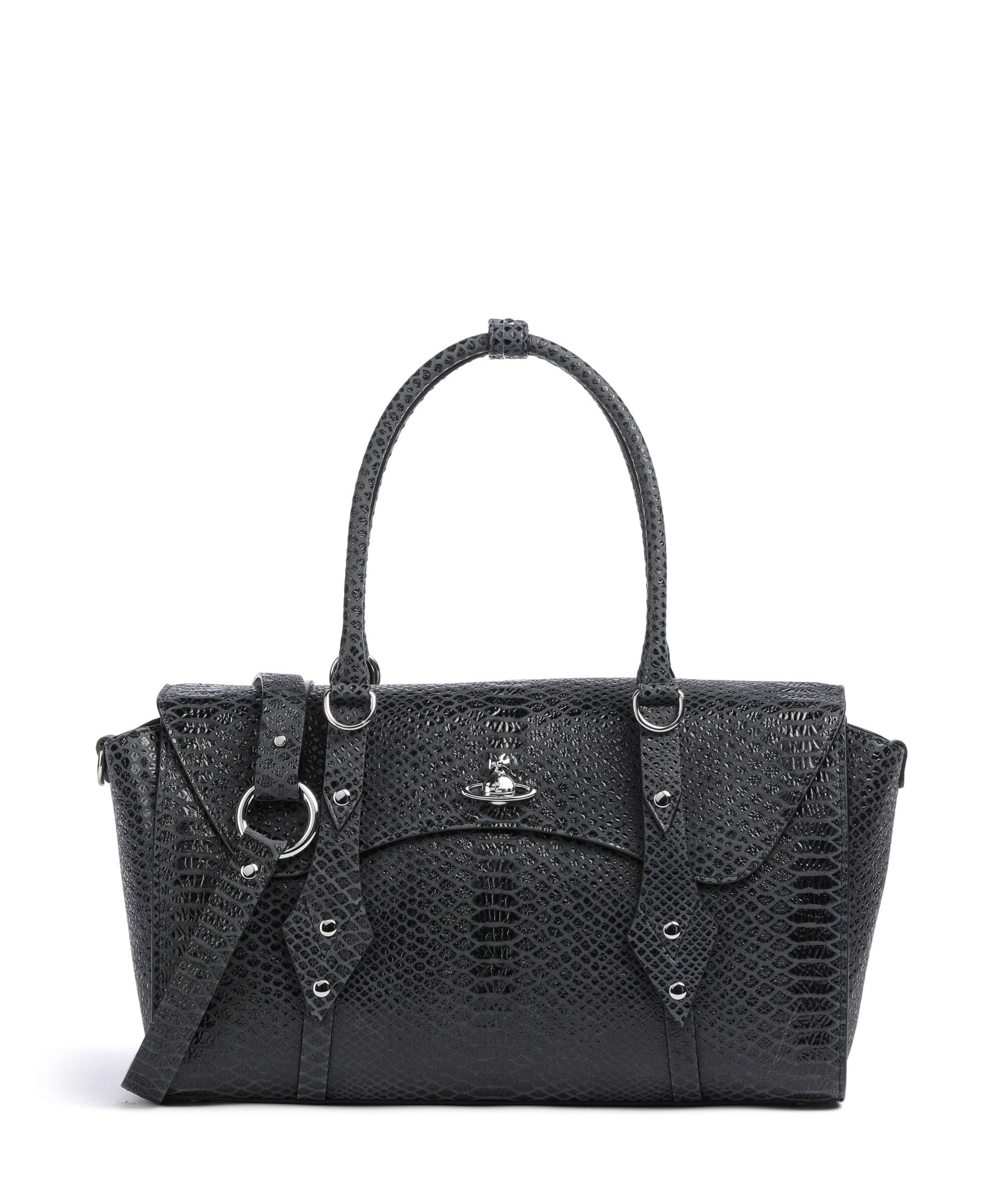 Vivienne Westwood Bettina Snake Effect Medium Handtas dark grey