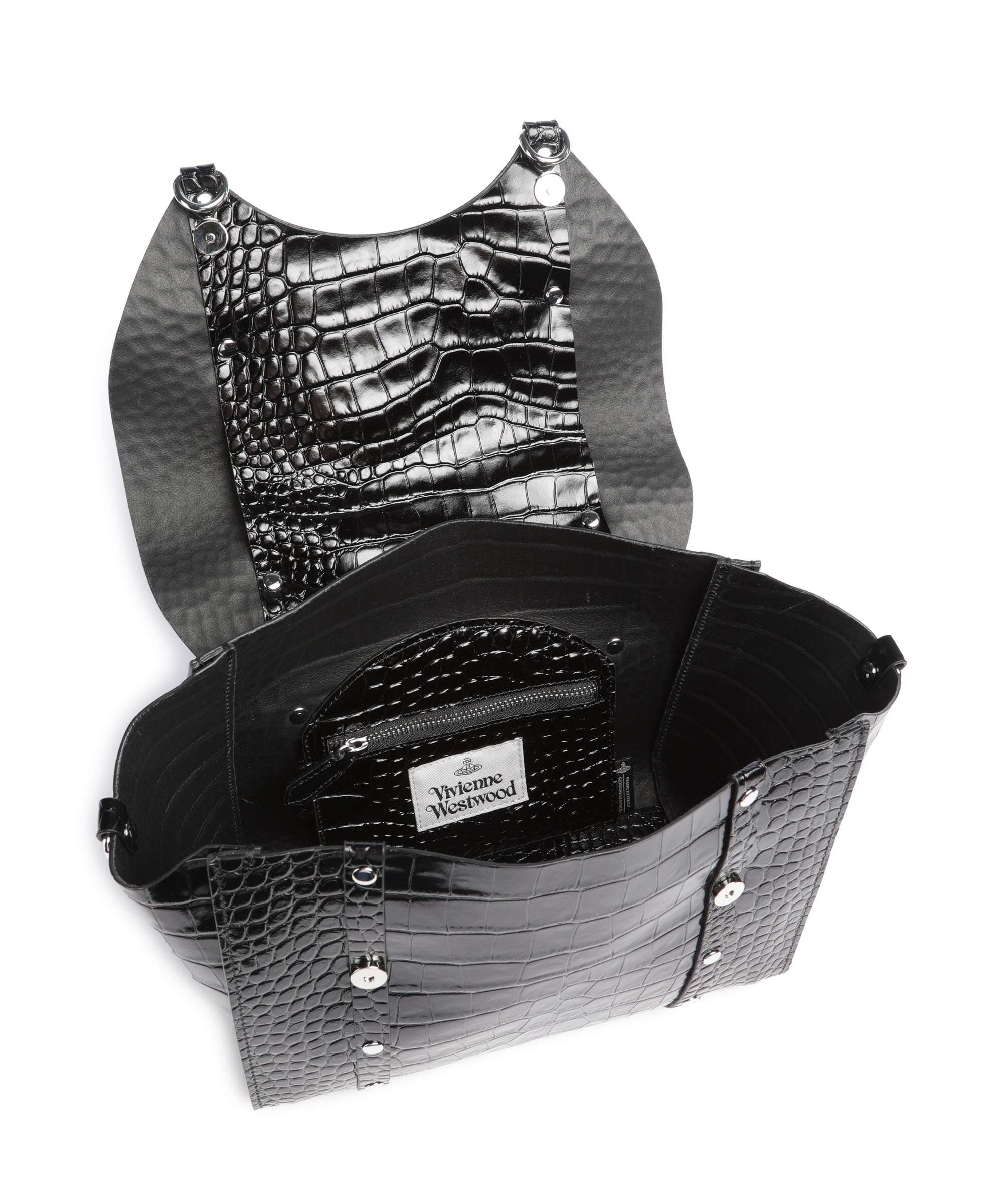 Vivienne Westwood Betty Embossed Croc Medium Handtas black - Image 6