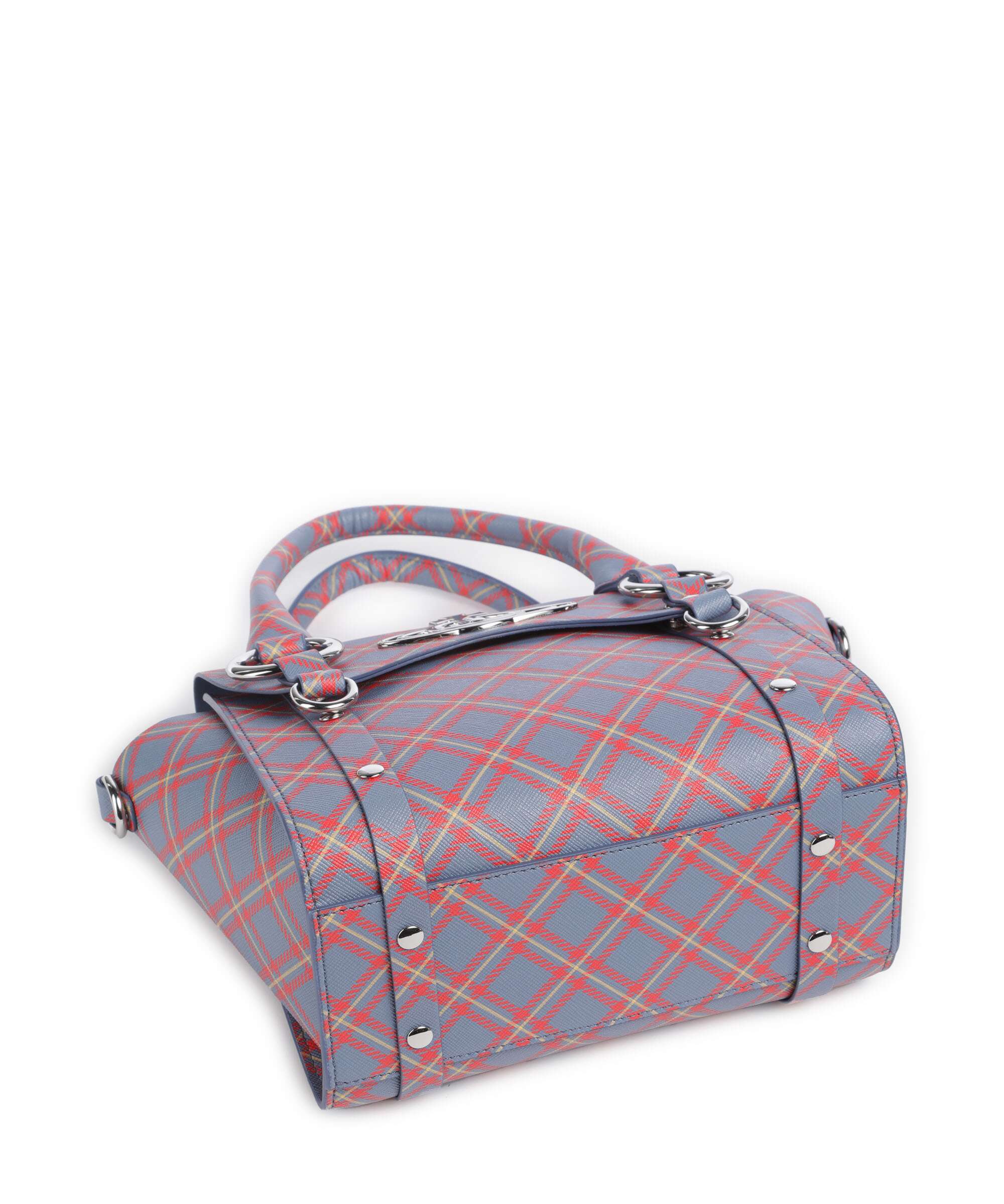 Vivienne Westwood Betty Saffiano Printed Small Handtas blue/orange tartan - Image 5