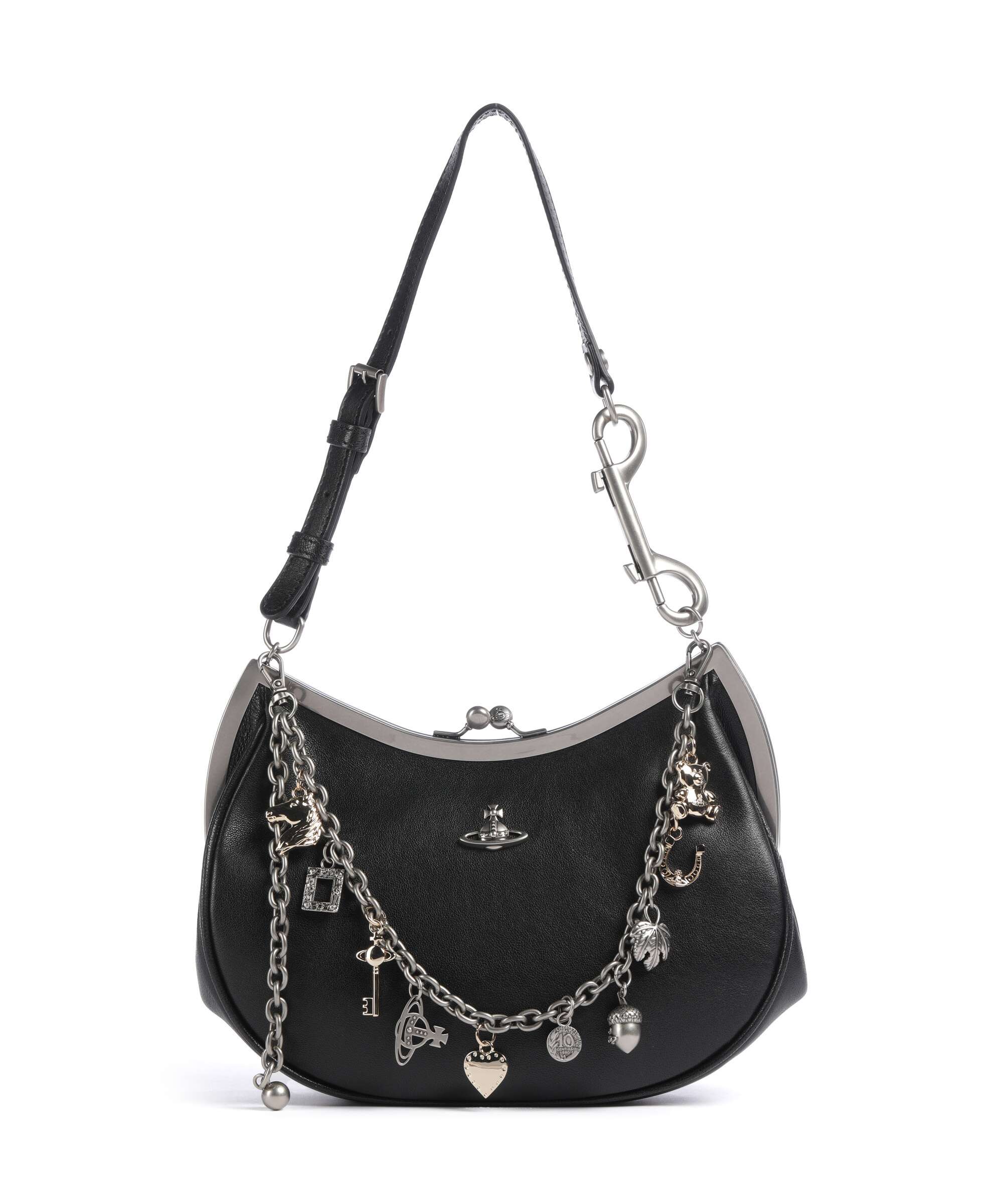 Vivienne Westwood Charm Frame Supple Schoudertas black/dark silver