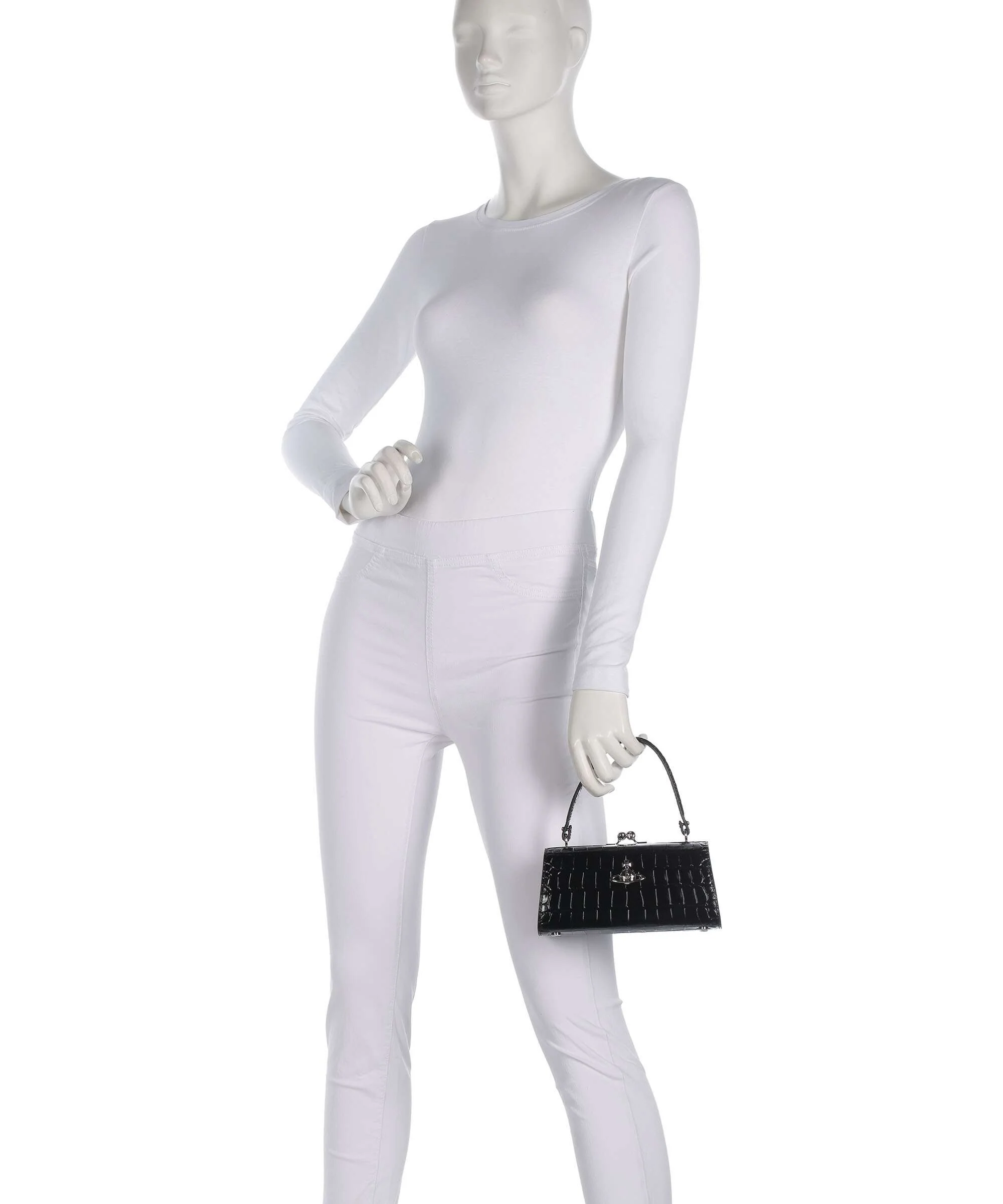 Vivienne Westwood Doll Frame Embossed Croc XL Handtas black - Image 3