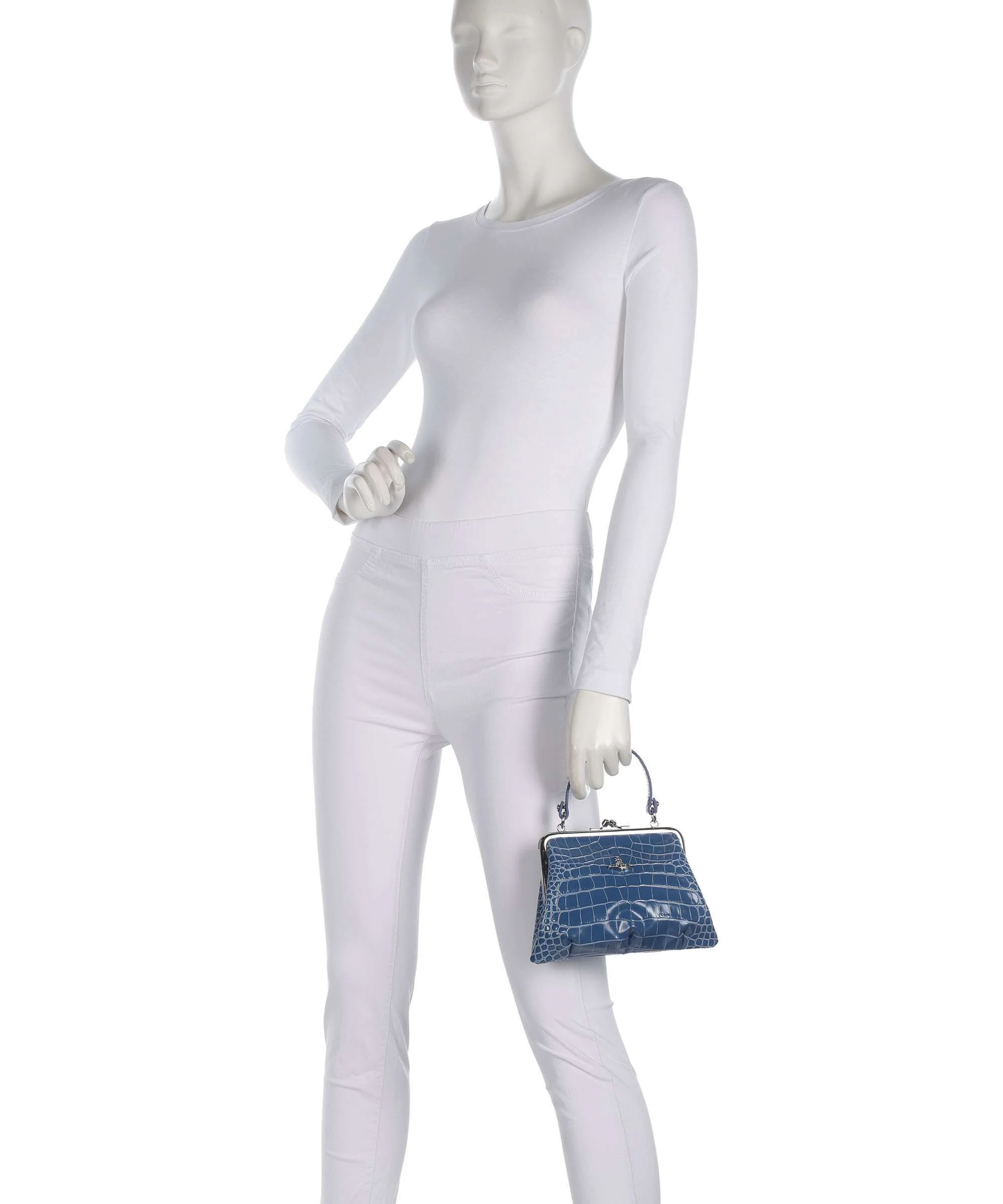 Vivienne Westwood Granny Frame Embossed Croc Handtas blue - Image 3
