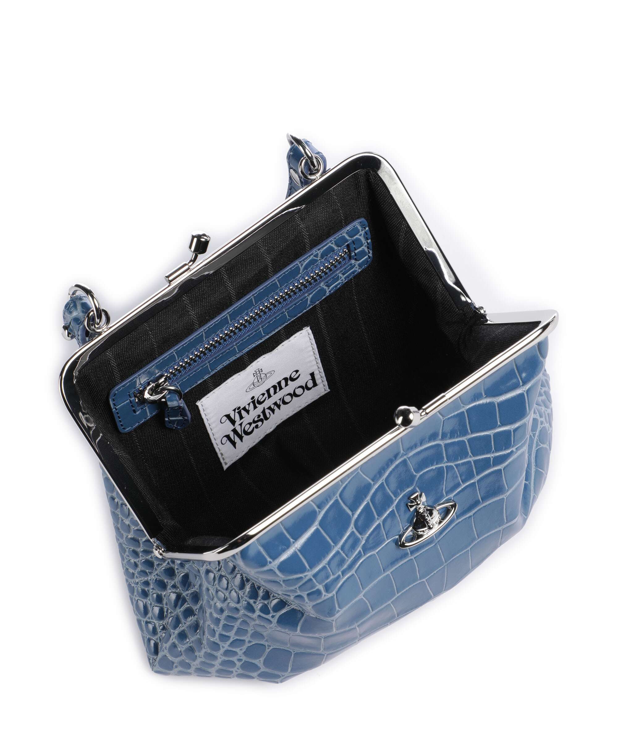 Vivienne Westwood Granny Frame Embossed Croc Handtas blue - Image 5