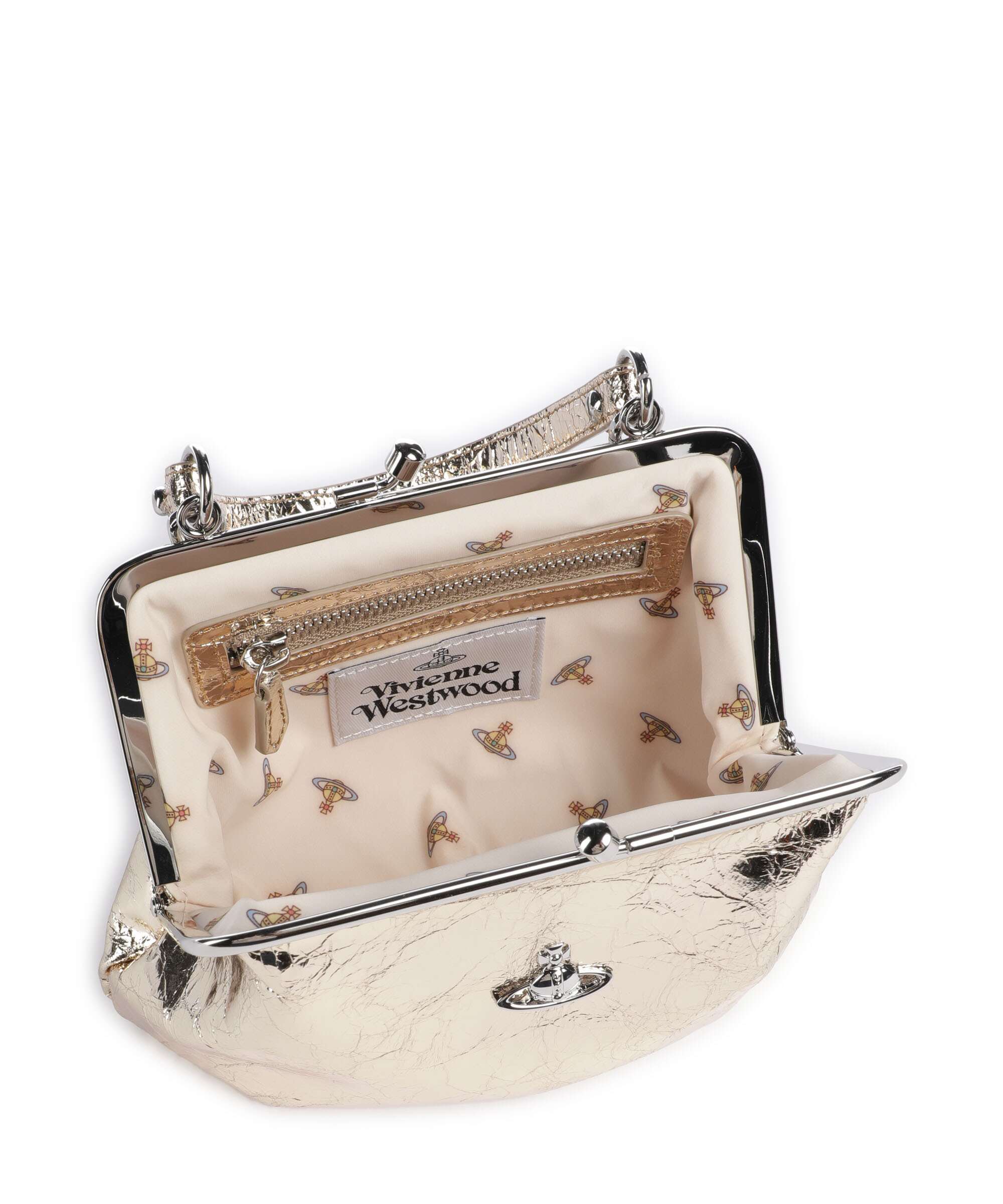 Vivienne Westwood Granny Frame Metallic Crinkle Handtas gold - Image 6