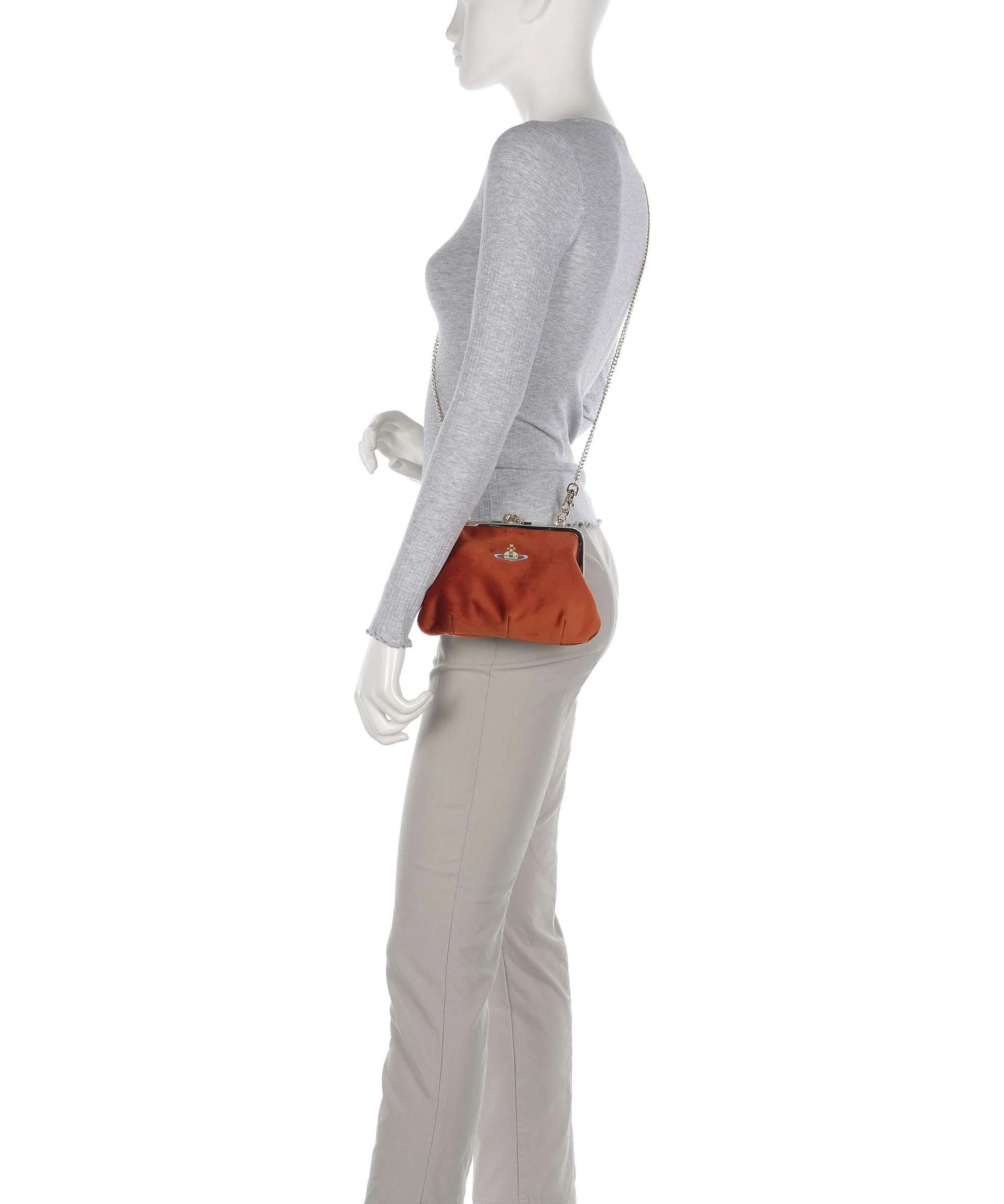 Vivienne Westwood Granny Frame Velvet Crossbody tas burnt orange - Image 3