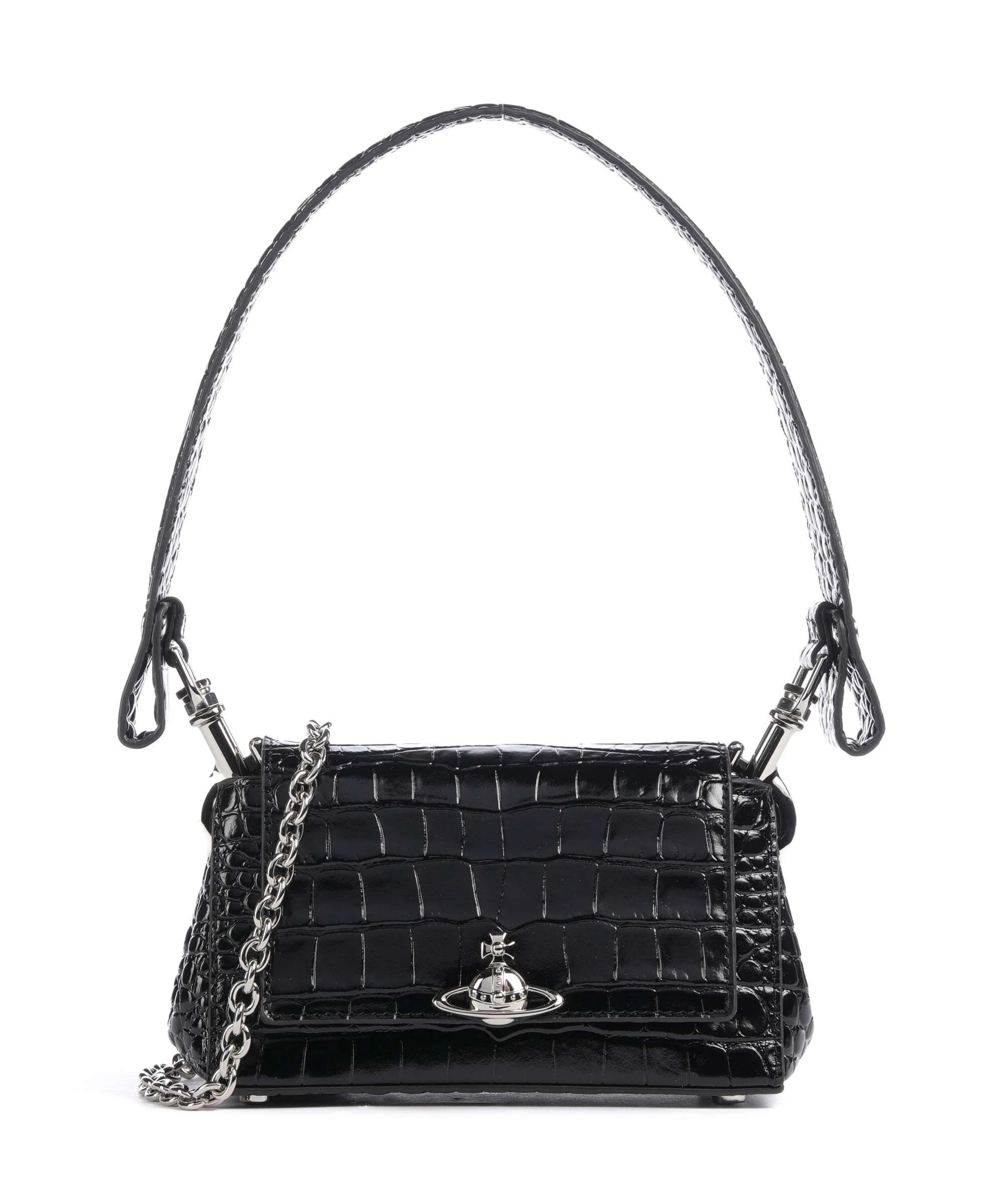 Vivienne Westwood Hazel Embossed Croc Small Schoudertas black