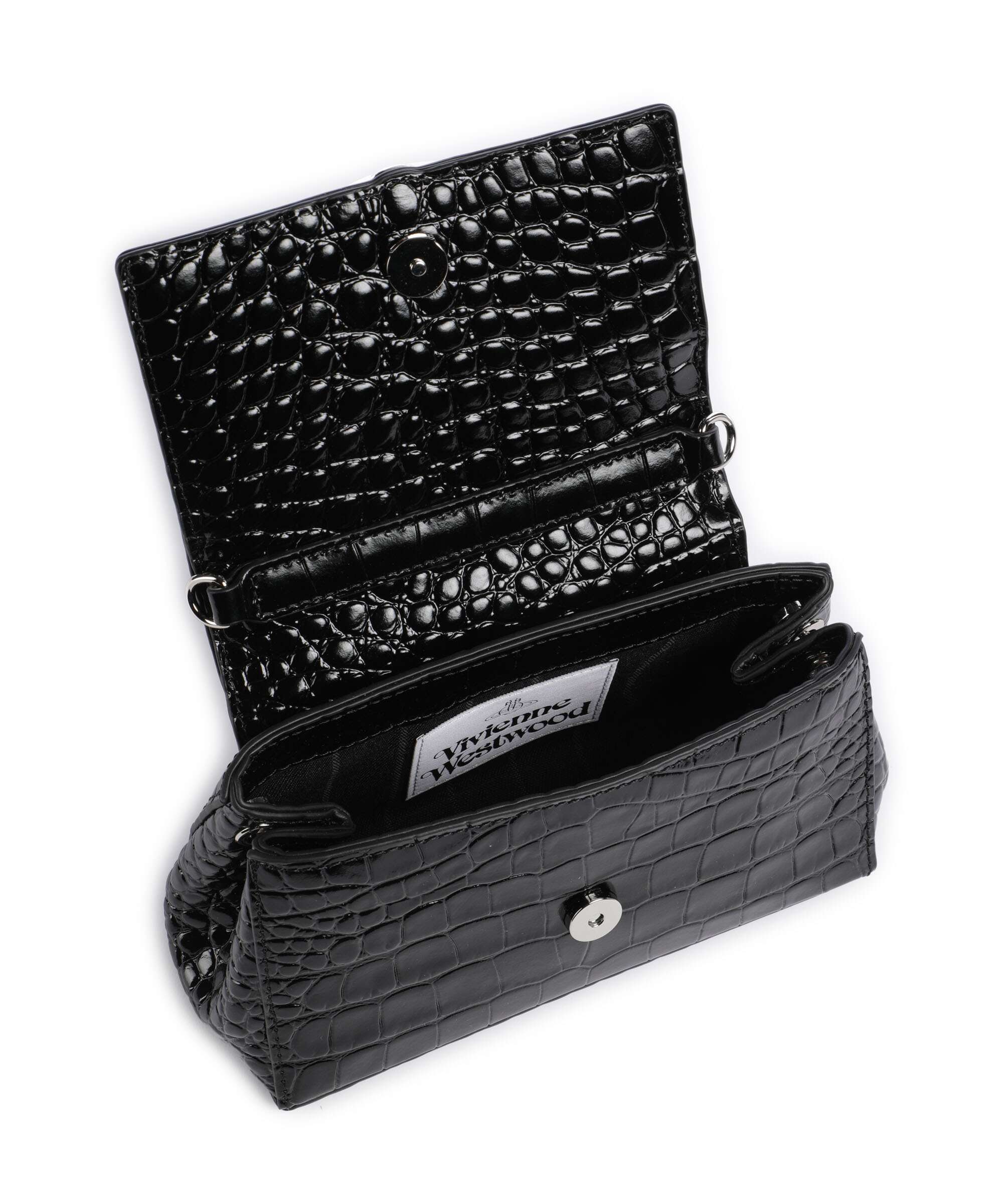 Vivienne Westwood Hazel Embossed Croc Small Schoudertas black - Image 6