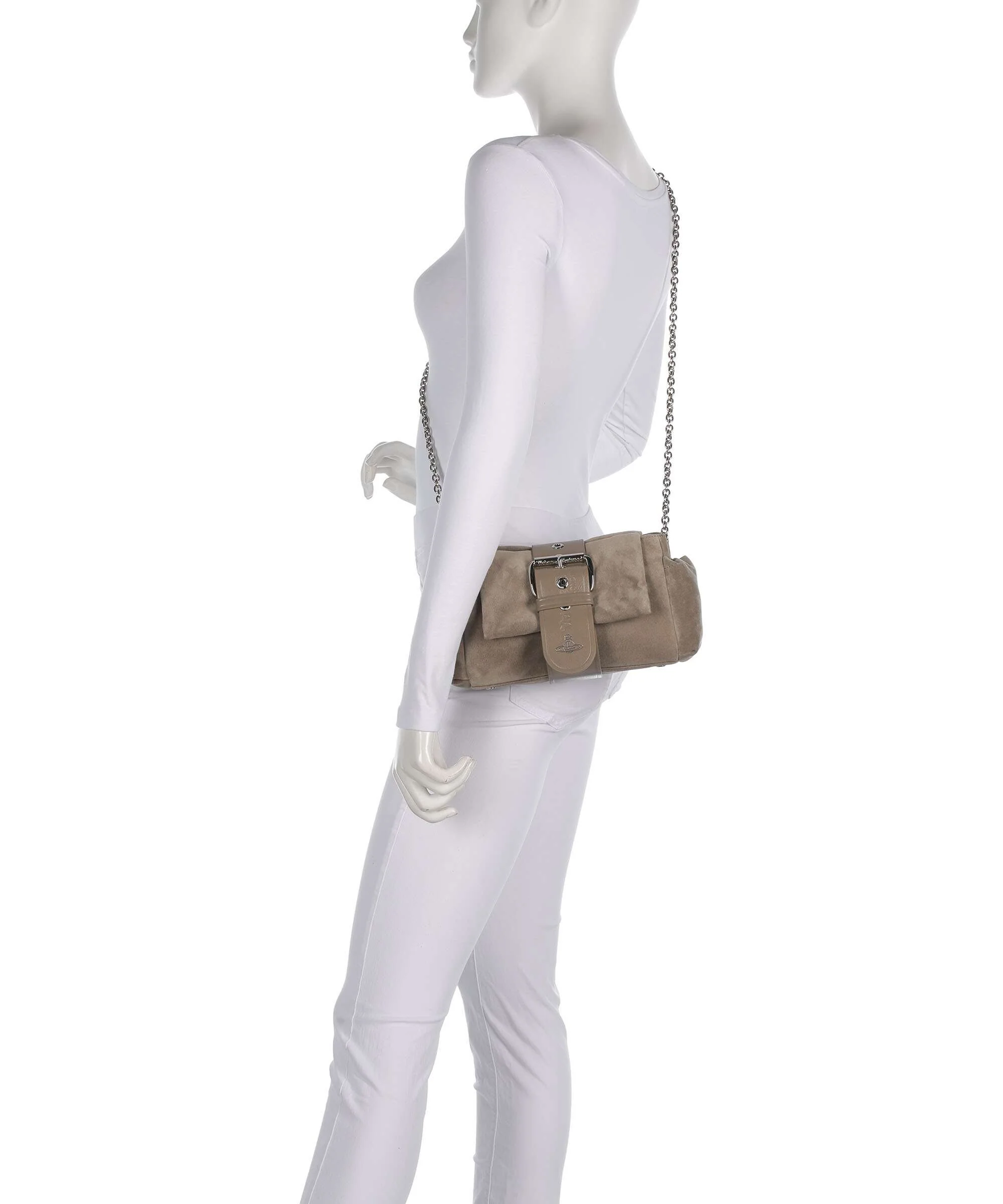 Vivienne Westwood Hazel Suede Treasure Schoudertas stone - Image 4