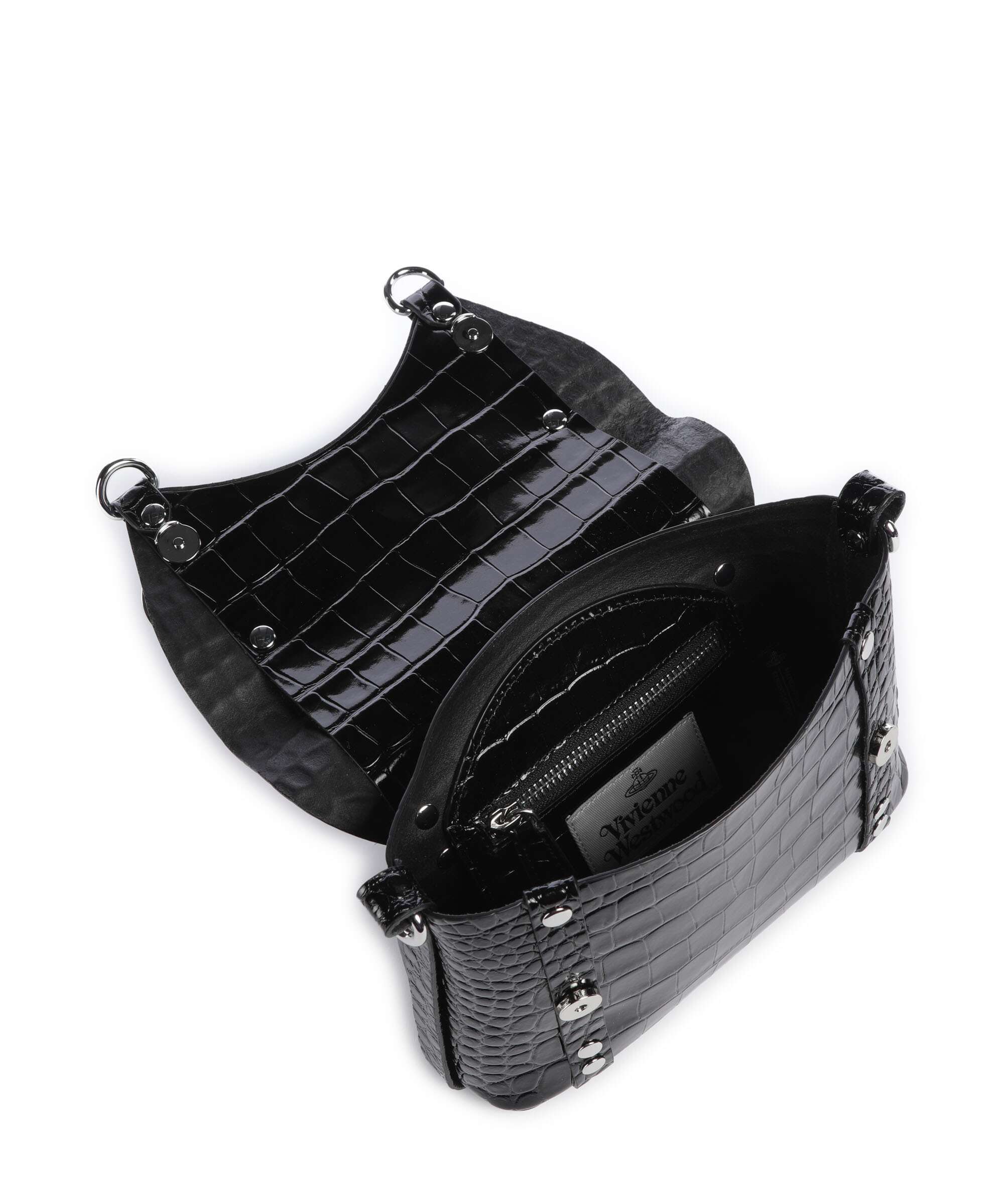 Vivienne Westwood Kim Embossed Croc Crossbody tas black - Image 5
